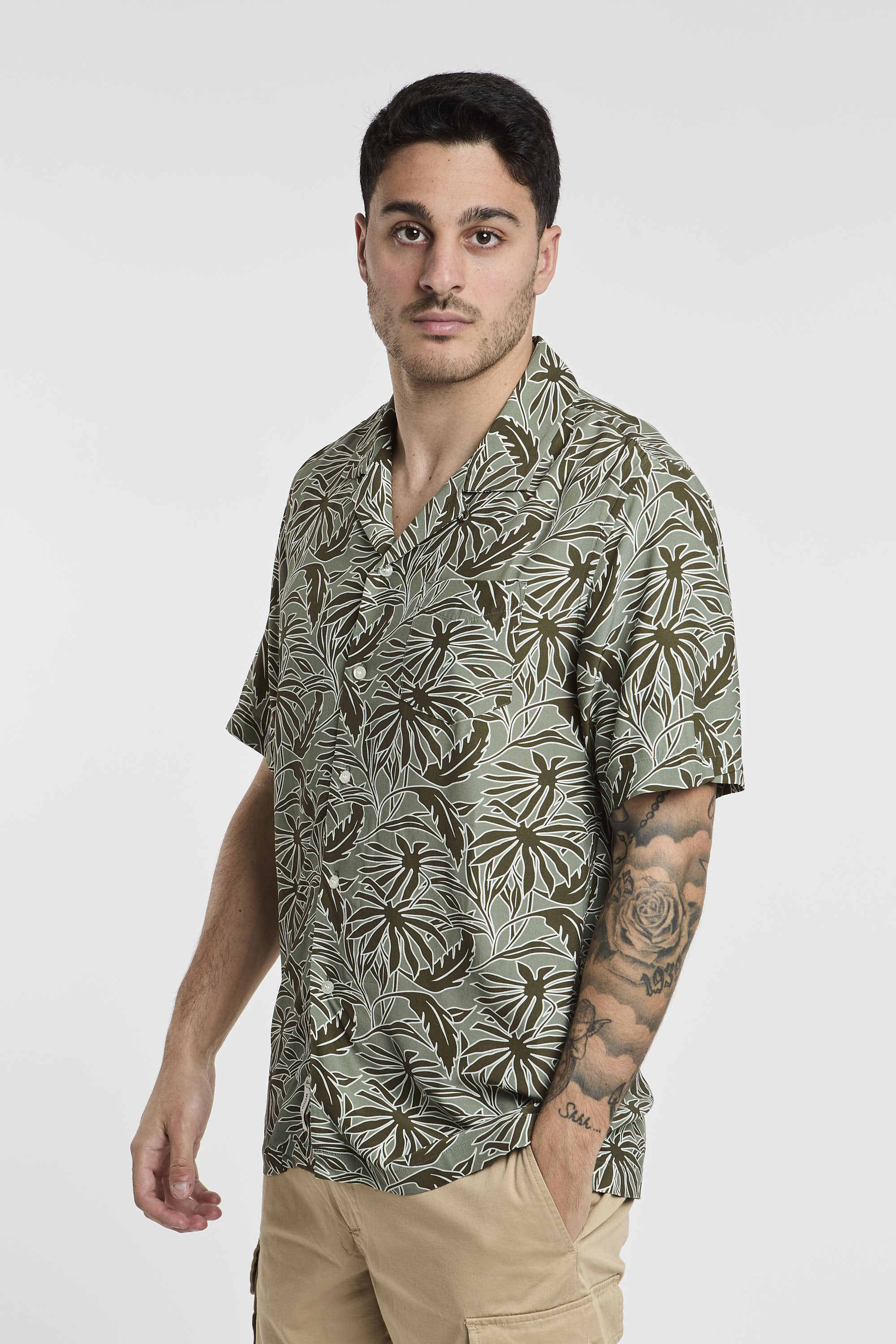 Woolrich Tropical Print Viscose Shirt Green-3