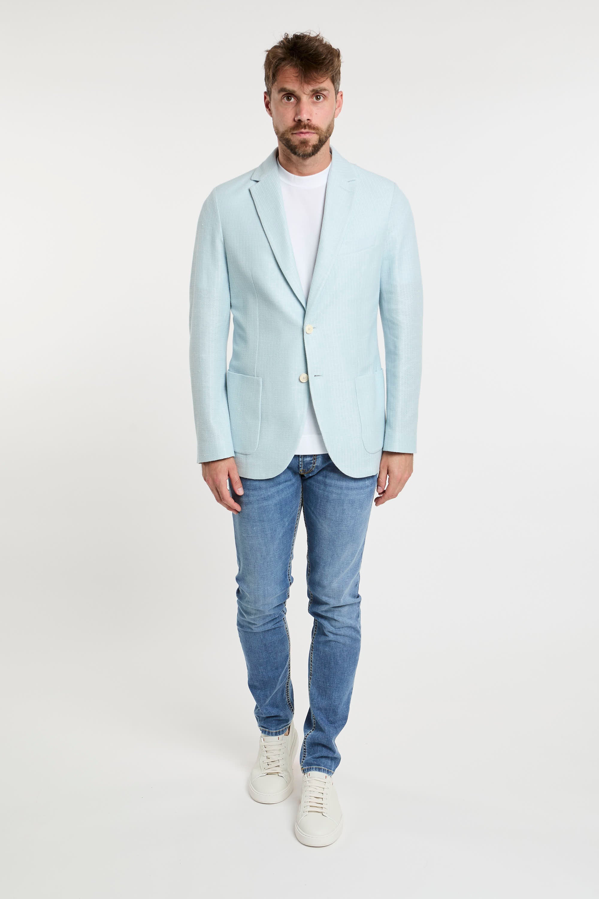 Circolo 1901 Cotton and Linen Blend Jacket Blue-2