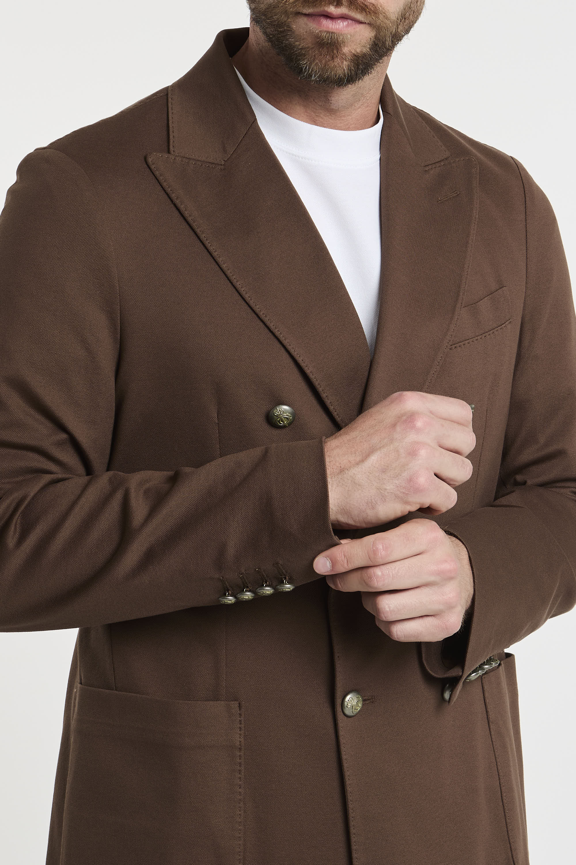 Circolo 1901 Double-breasted Brown Cotton Jacket-5