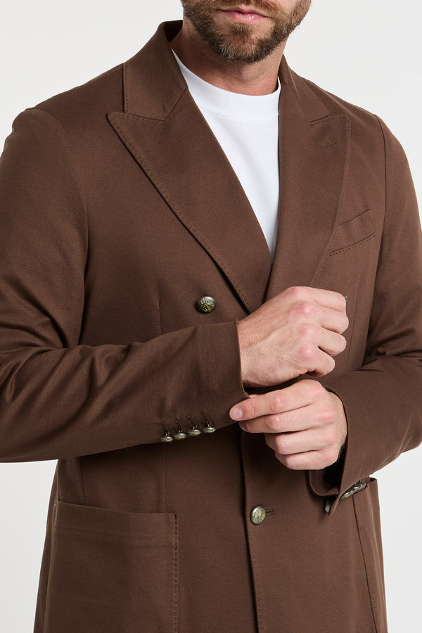 Circolo 1901 Double-breasted Brown Cotton Jacket - 5