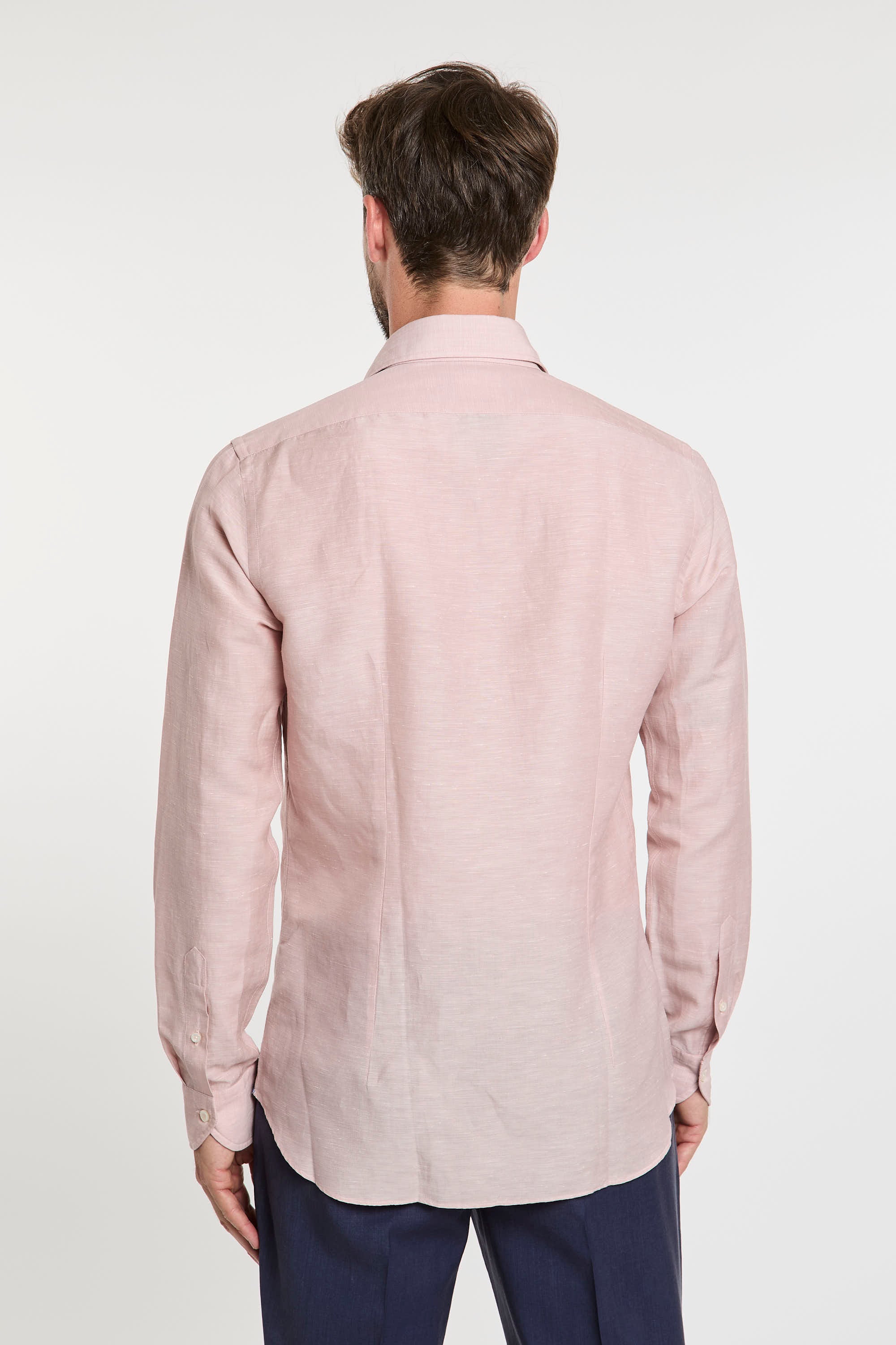 Xacus Wool and Linen Blend Pink Shirt-7