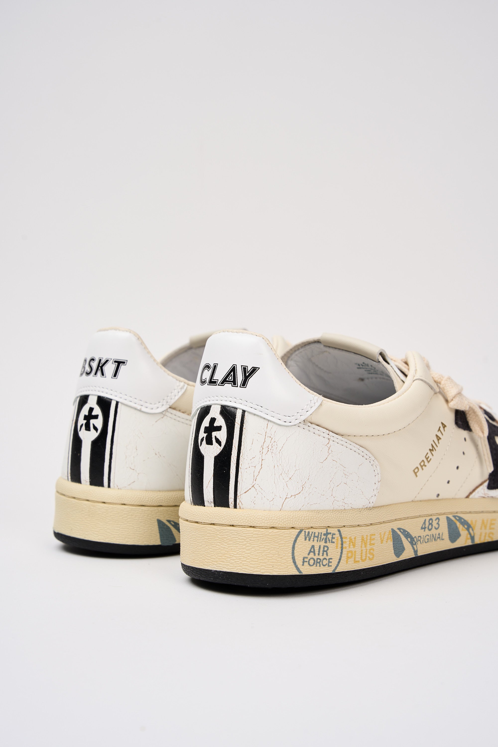 Premiata Sneaker Basket Clay in White Leather-6
