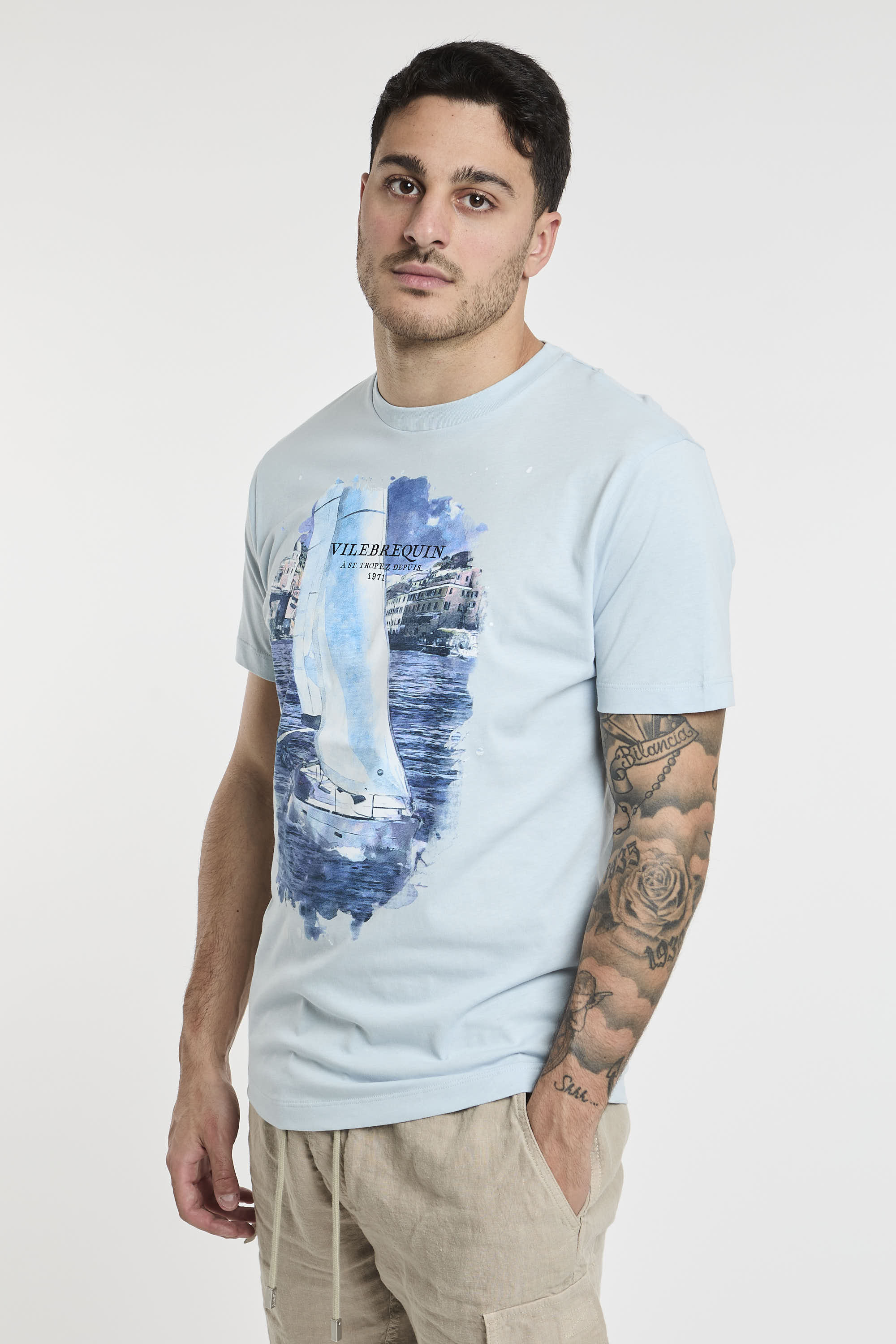 Vilebrequin Cotton T-Shirt with Blue Print-3