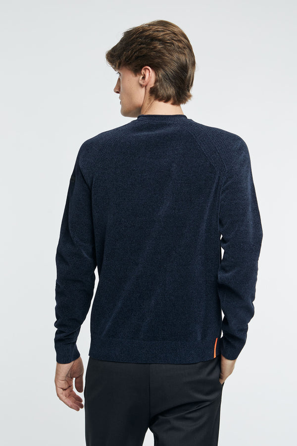 RRD Crew Neck Sweater Velvet Round Knit 100% Polyester Blue - 5