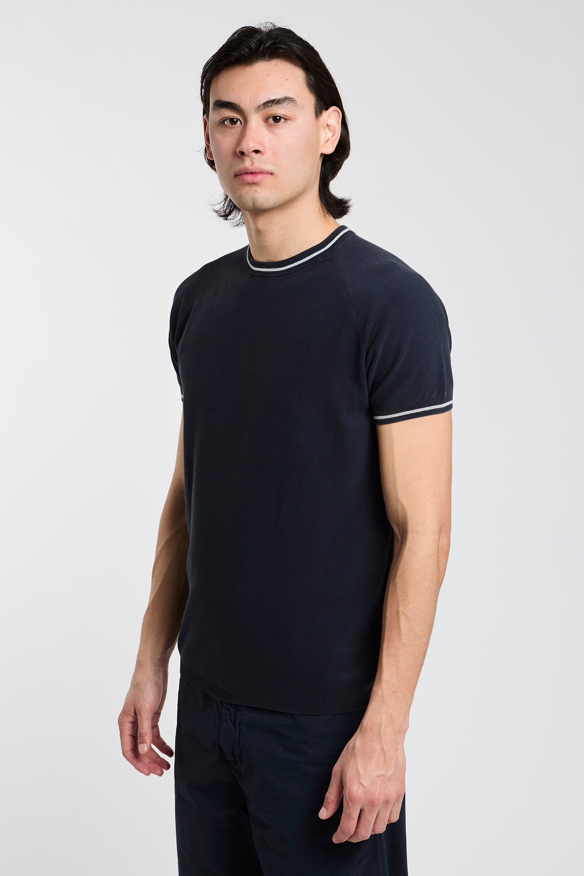 Aspesi Blue Cotton Knit T-Shirt-7