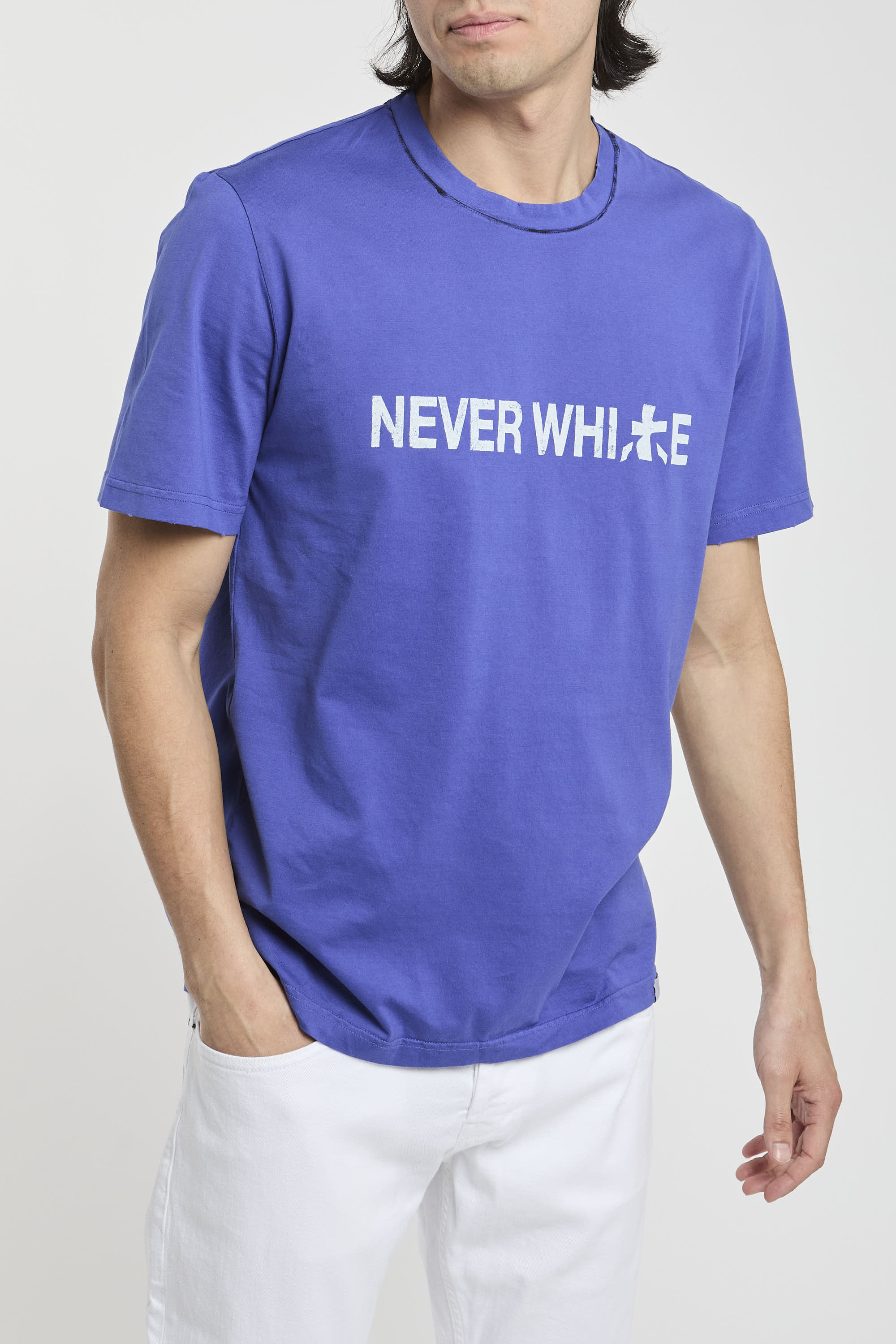 Premiata T-shirt 'Never White' Cotton Blue-6