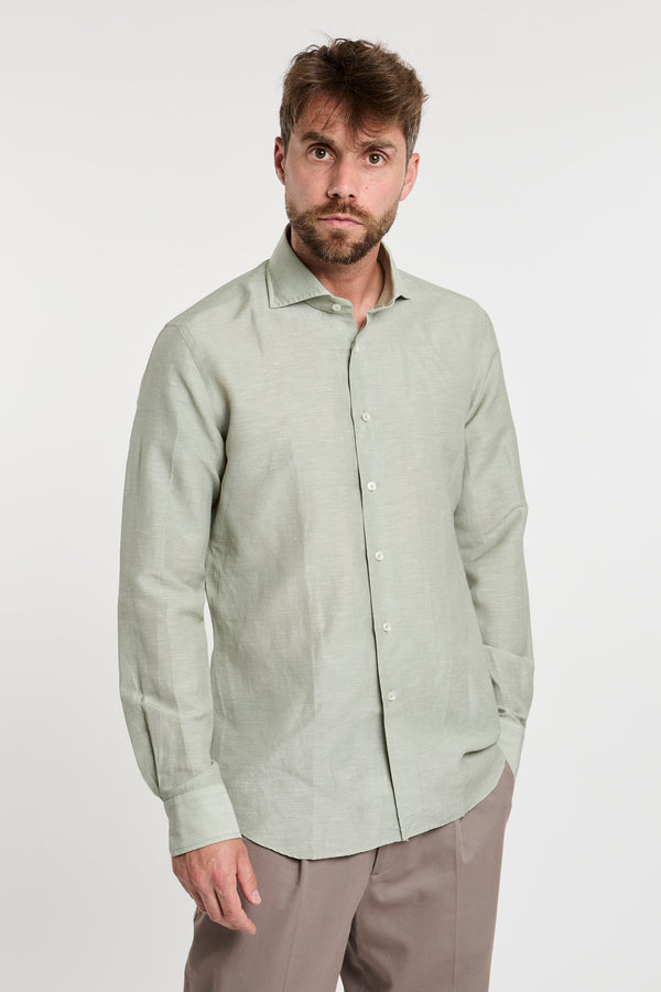 Xacus Wool and Linen Blend Green Shirt - 3