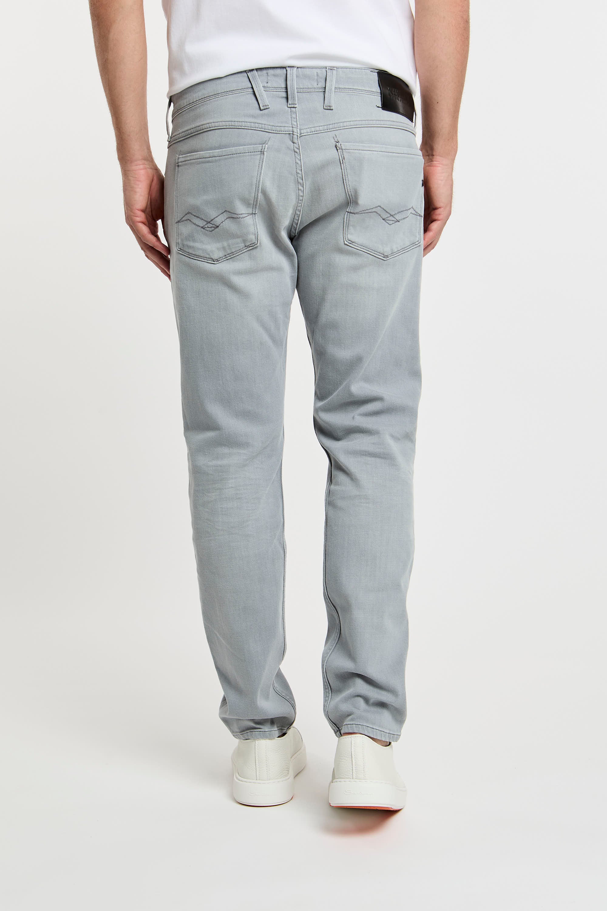 Replay Jeans Slim Fit Anbass aus Baumwolle/Elasthan in Hellgrau-4