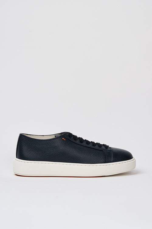 Santoni Tumbled Leather Sneakers in Blue