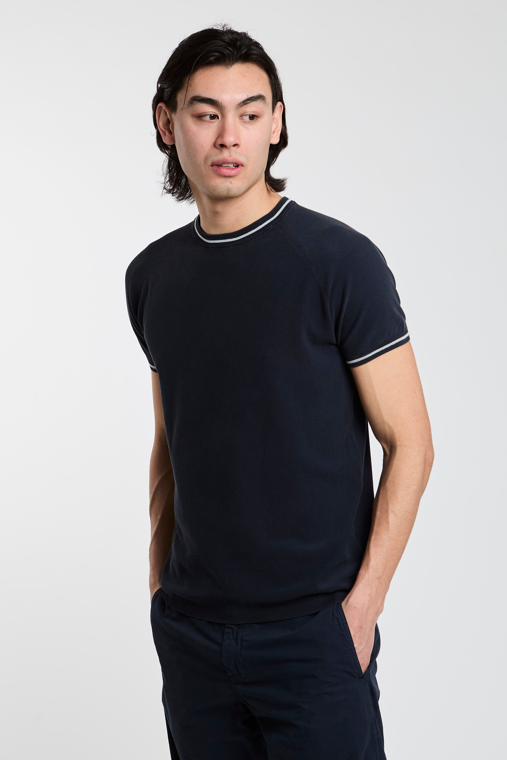 Aspesi Blue Cotton Knit T-Shirt-4