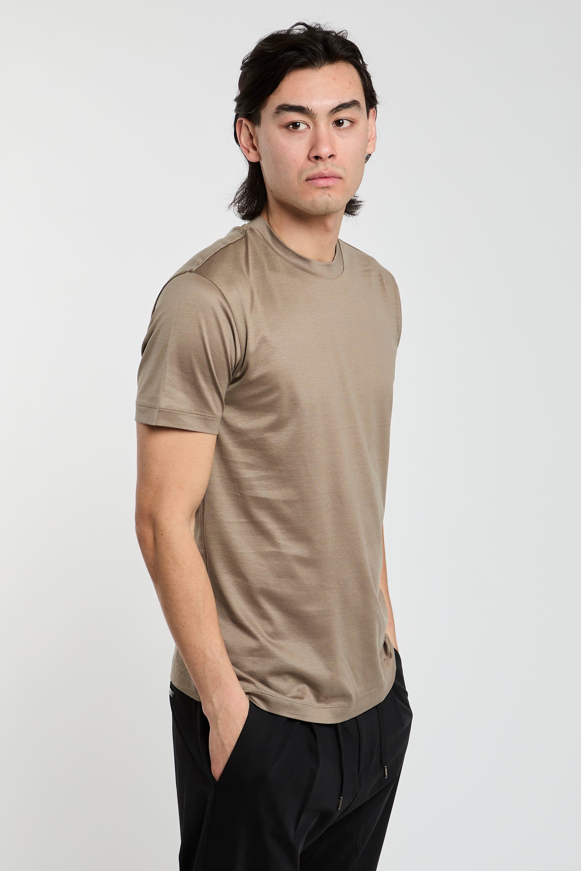 Emporio Armani T-shirt Mixed Lyocell/Cotton Brown-3