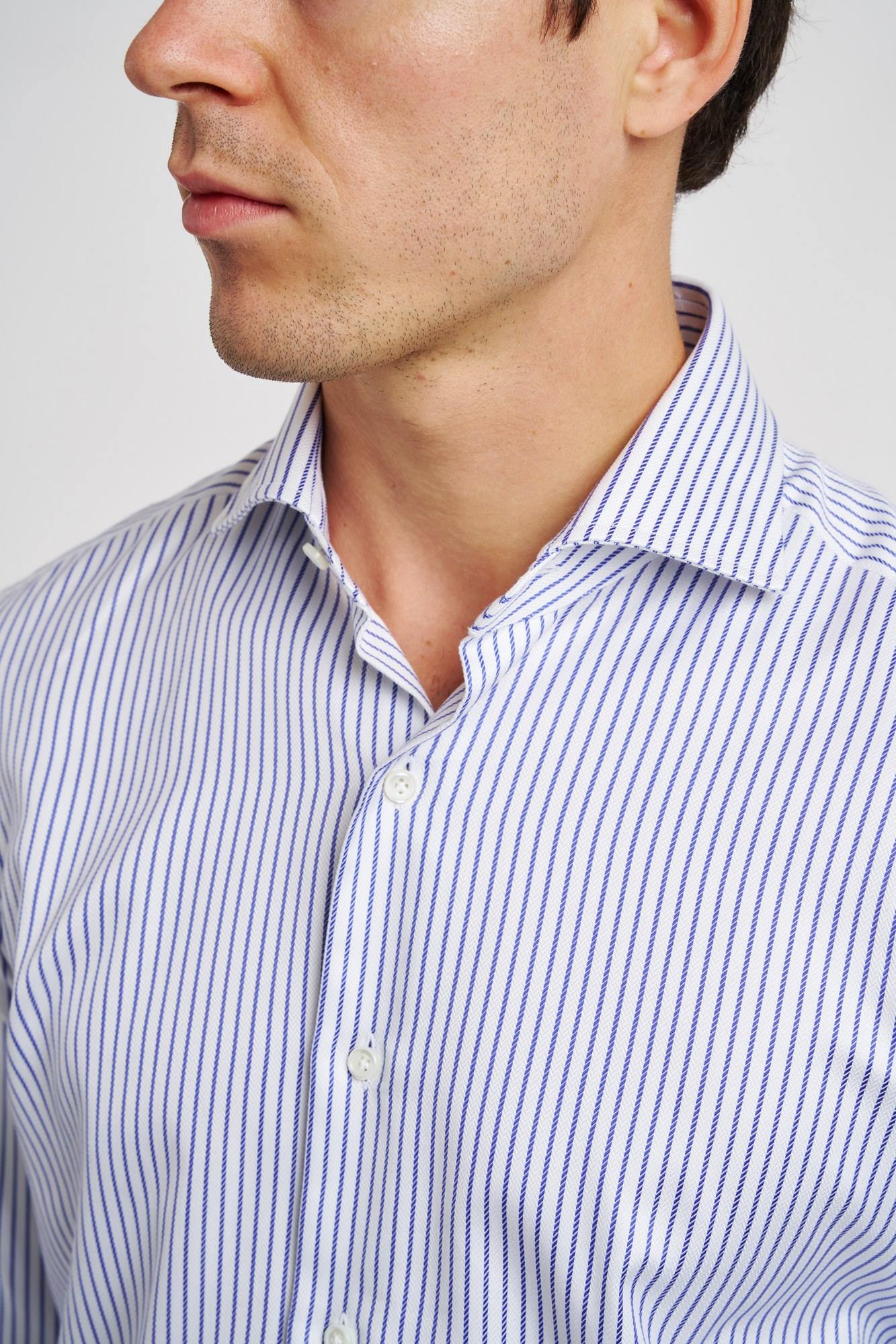 Alessandro Gherardi Gestreiftes Hemd aus blauem/weißem Baumwolle-2