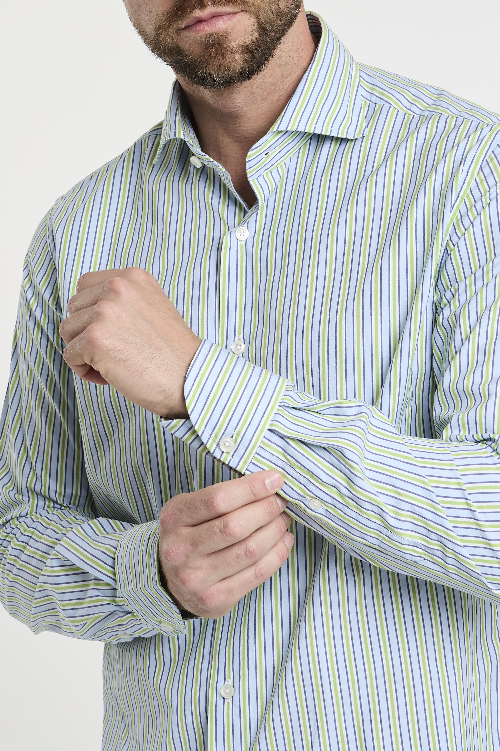 Xacus Blue Striped Cotton Shirt-1