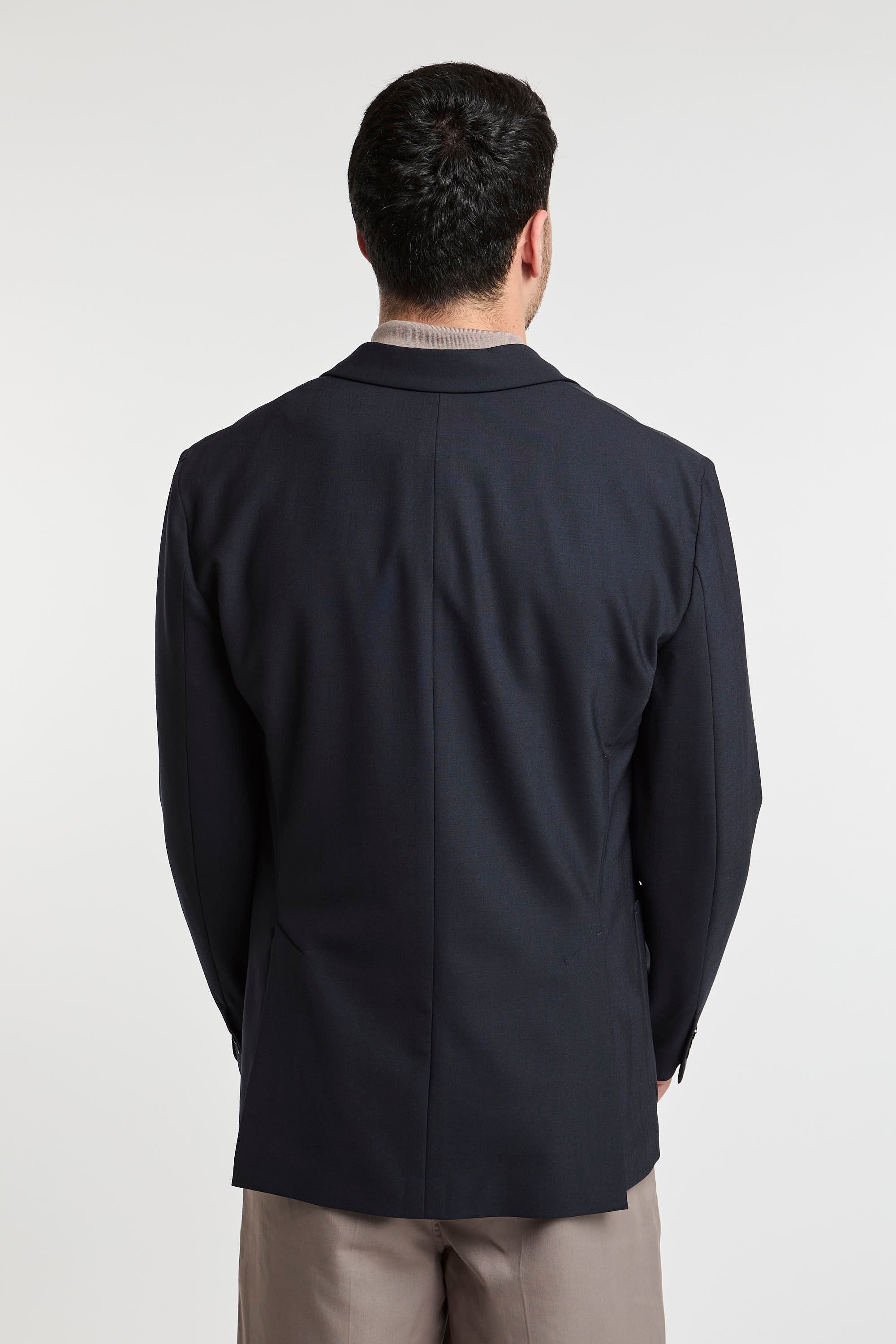 Paolo Pecora Doppelreihige blaue Jacke aus Polyester/Wolle/Elastan-6