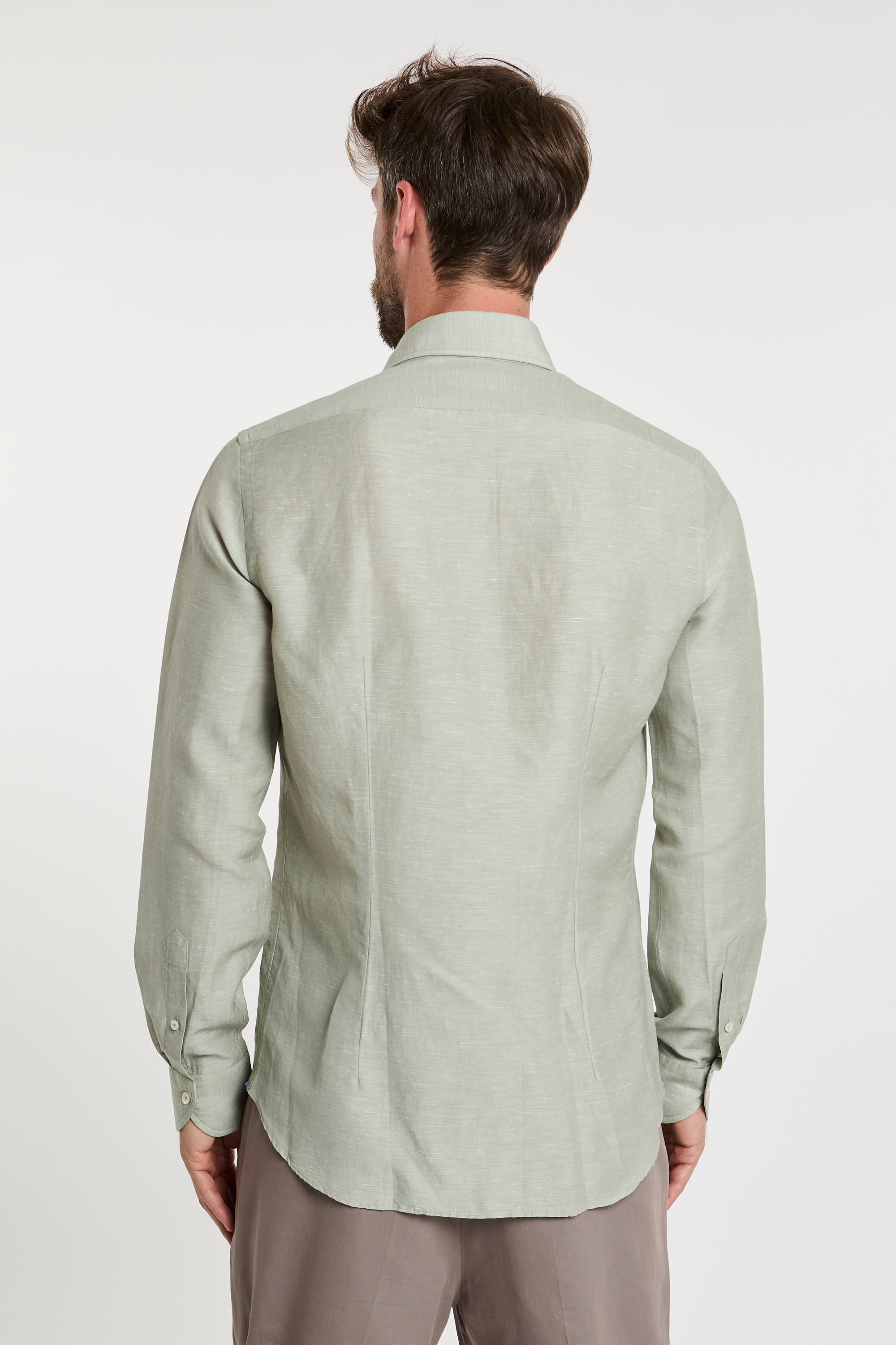 Xacus Wool and Linen Blend Green Shirt-6
