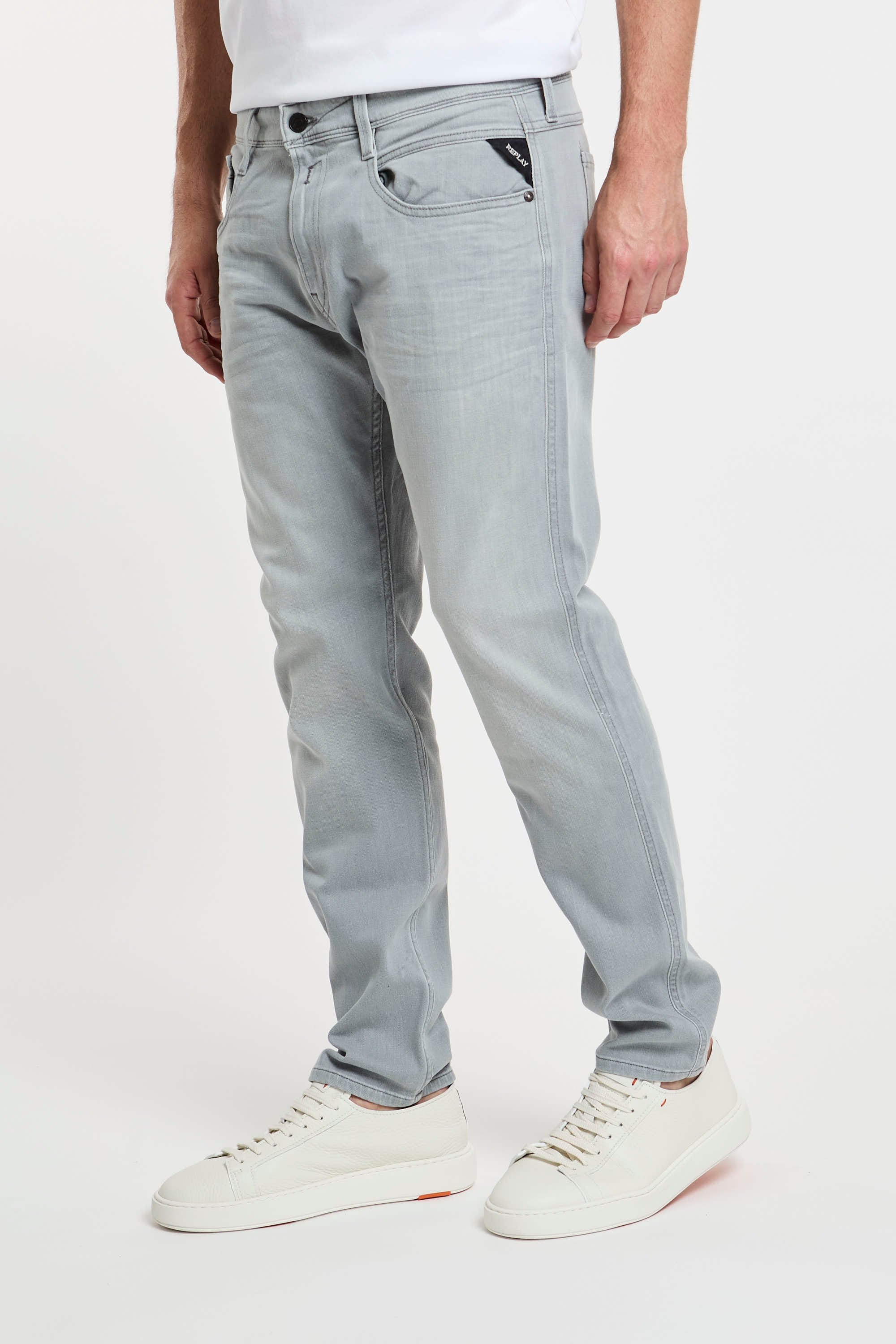 Replay Jeans Slim Fit Anbass aus Baumwolle/Elasthan in Hellgrau-1