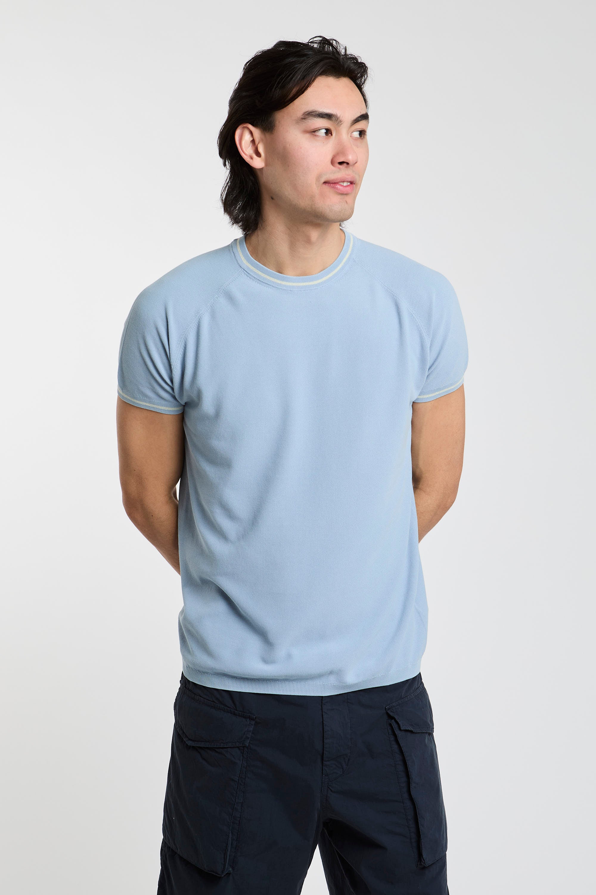 Aspesi T-Shirt aus blauer Baumwollstrick-6