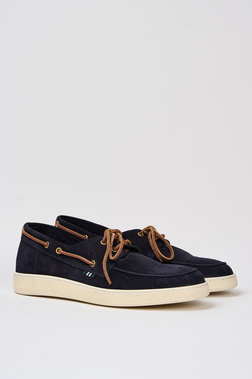 Green George Boat Moccasin Blue Suede-2