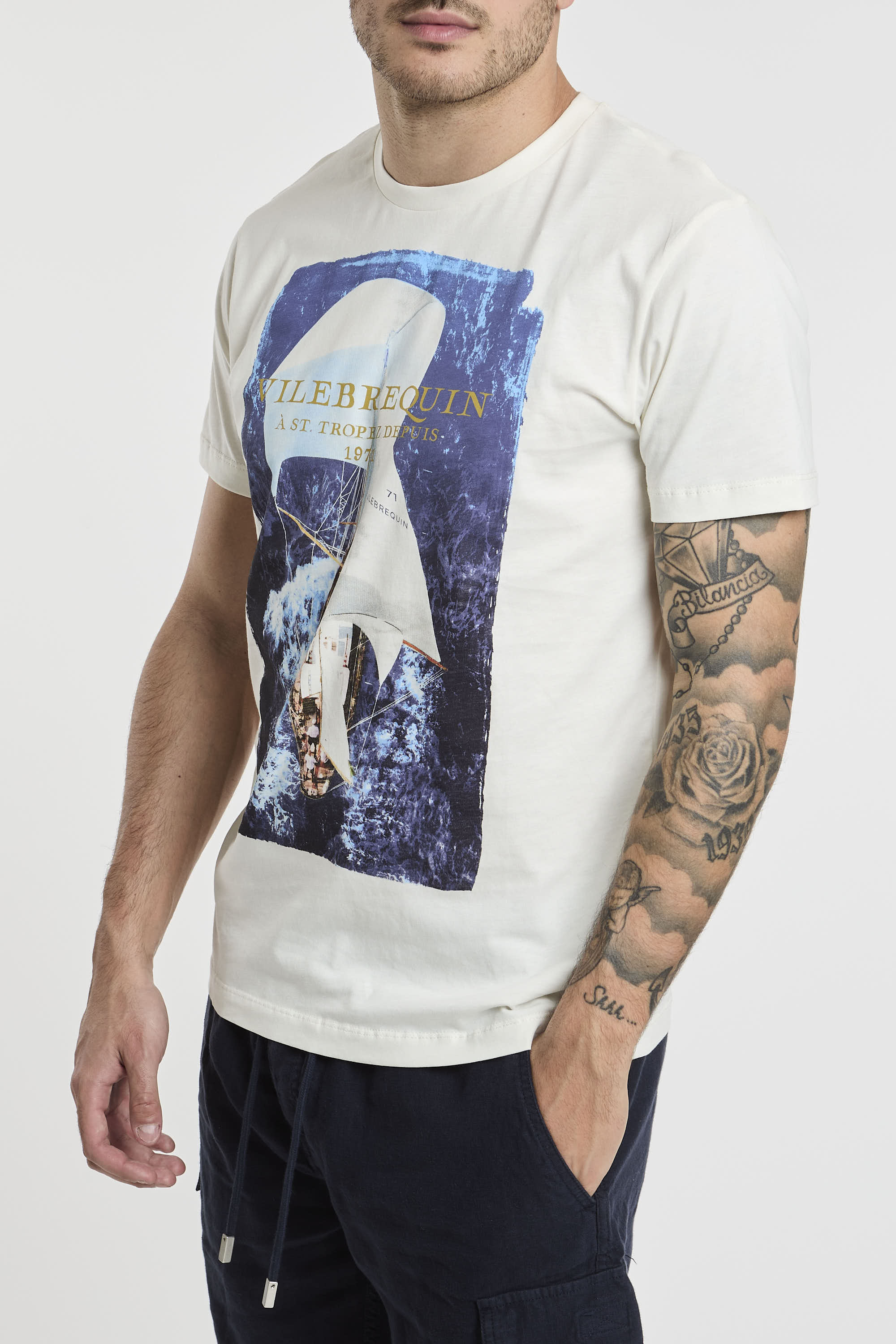 Vilebrequin Cotton T-Shirt with White Print-4