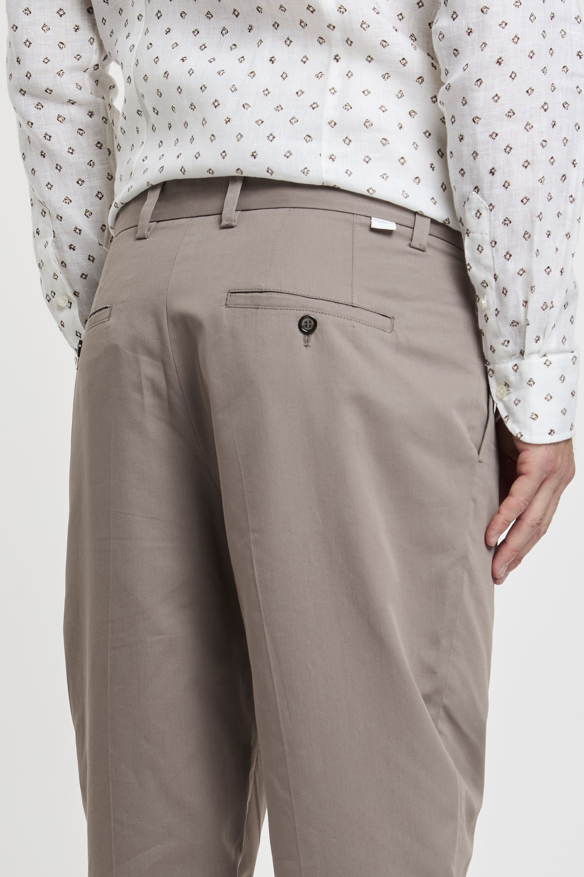 Paolo Pecora Cotton Blend Chino Trousers in Taupe-6