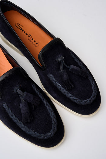 Santoni Blue Suede Loafers - 3