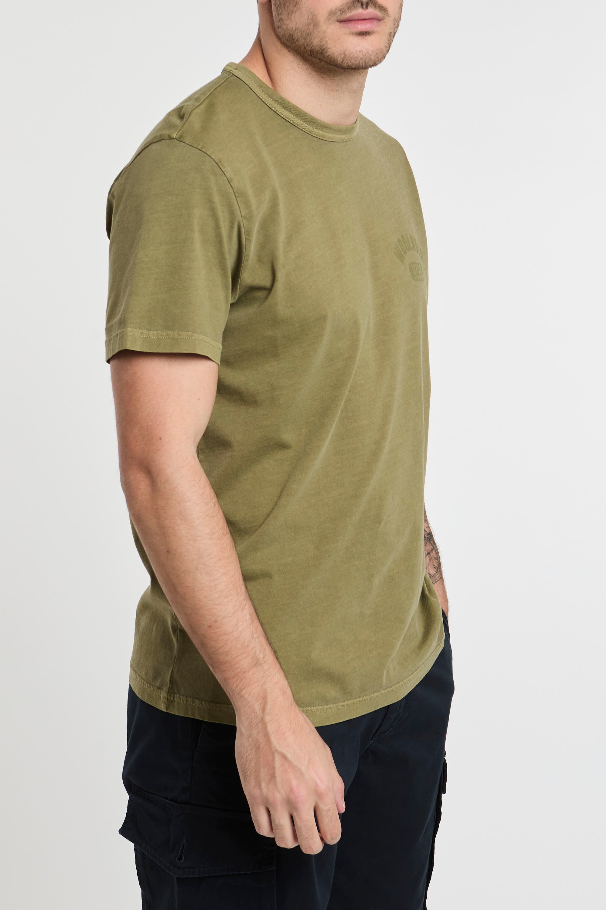 Woolrich T-Shirt Jersey aus reinem Baumwollgrün-4