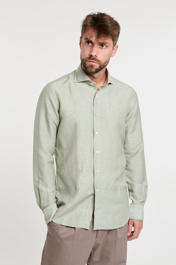 Xacus Wool and Linen Blend Green Shirt - 5