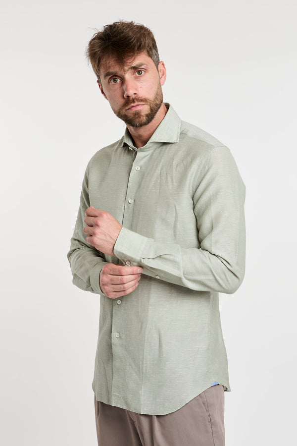 Xacus Wool and Linen Blend Green Shirt - 4