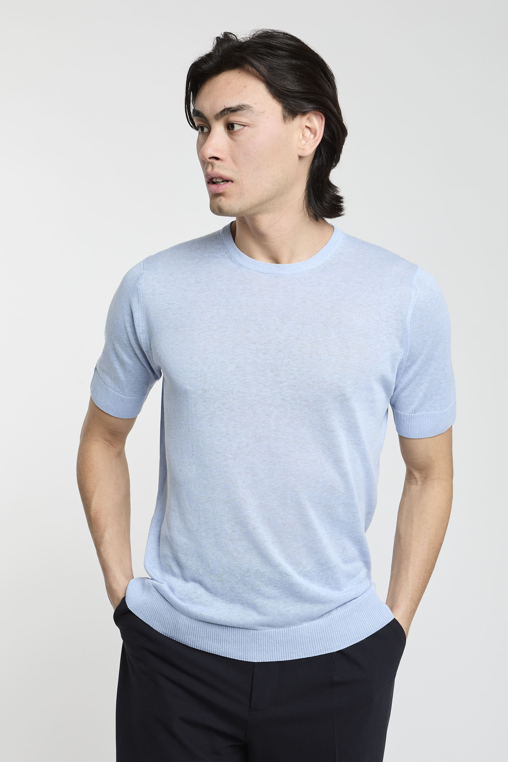 T-shirt in seta e lino-5
