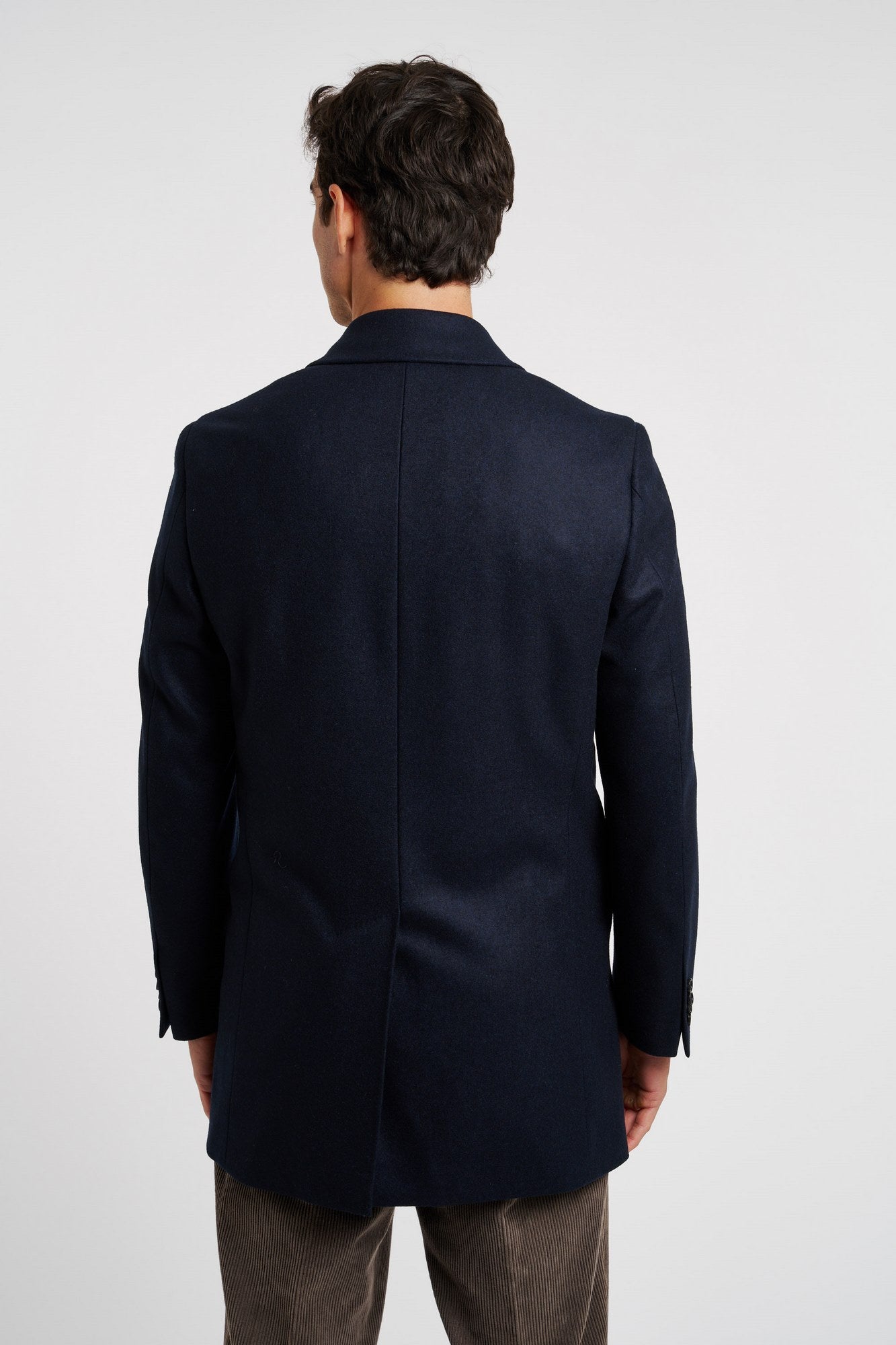 Canali Einreihiger Mantel aus blauer Wolle-5