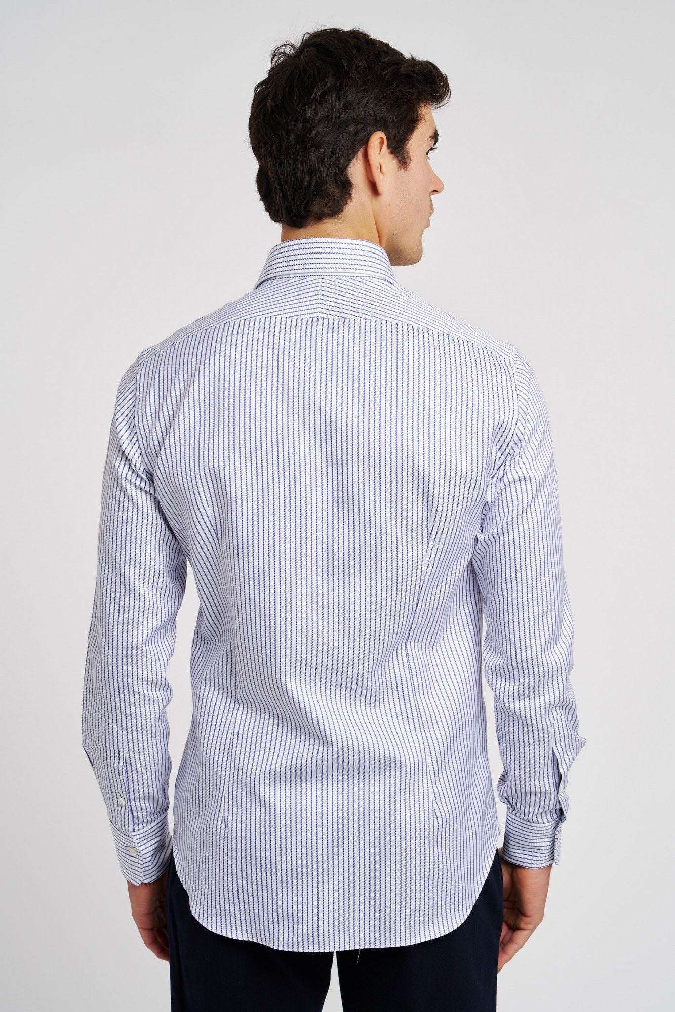 Alessandro Gherardi Gestreiftes Hemd aus blauem/weißem Baumwolle-5