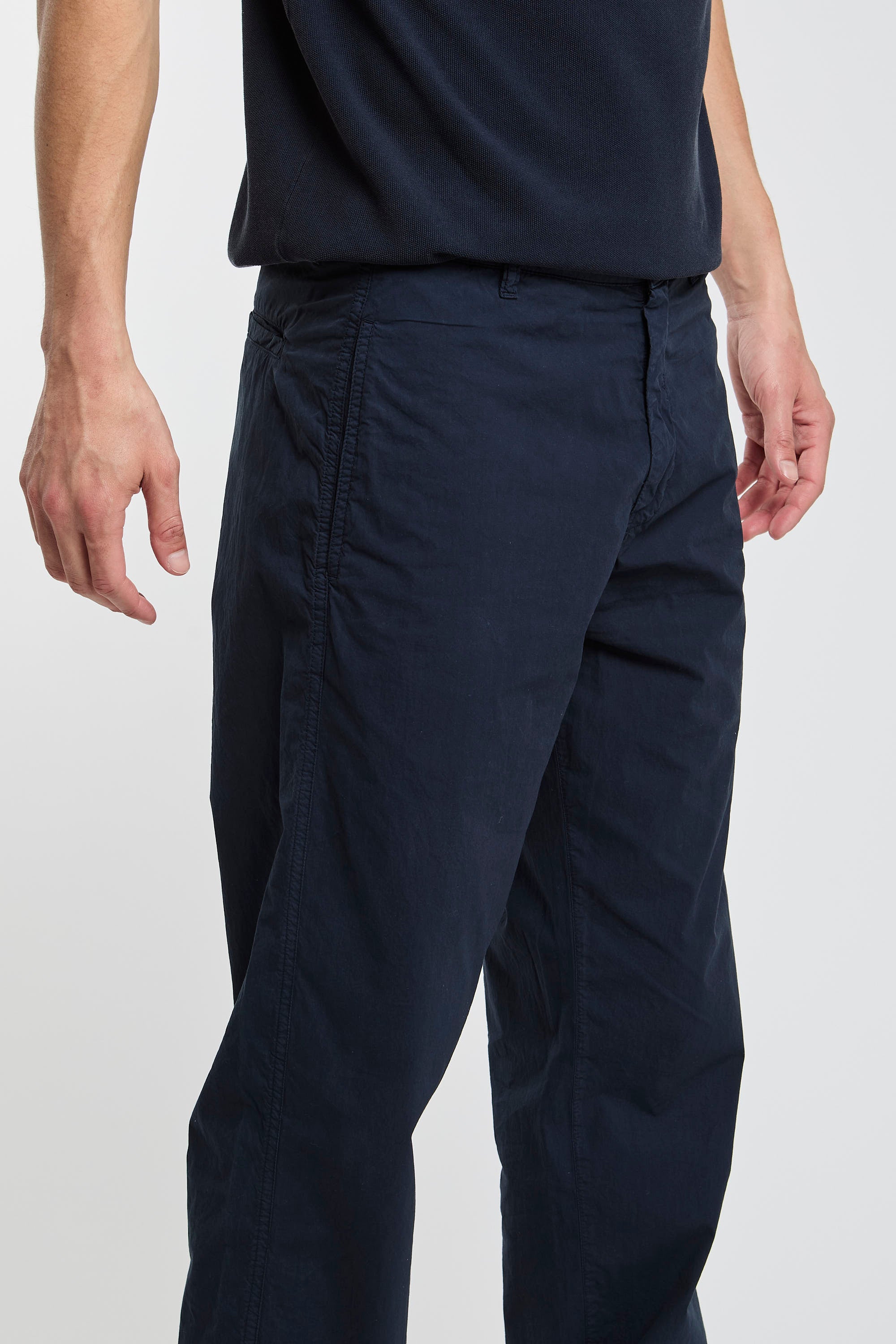 Aspesi Cotton Poplin Chino Trousers Blue-4
