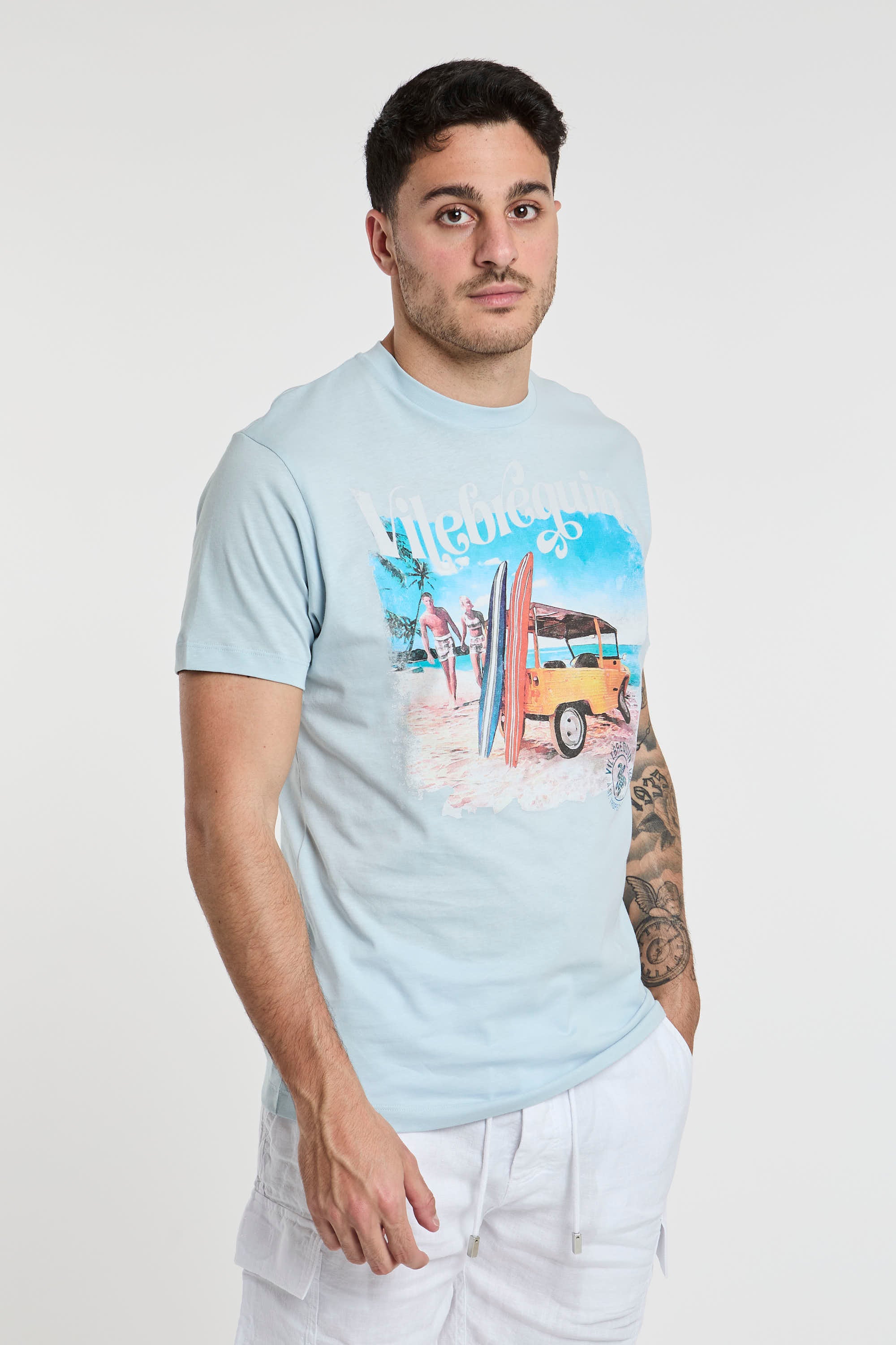 Vilebrequin T-Shirt Druck Baumwolle Blau-3