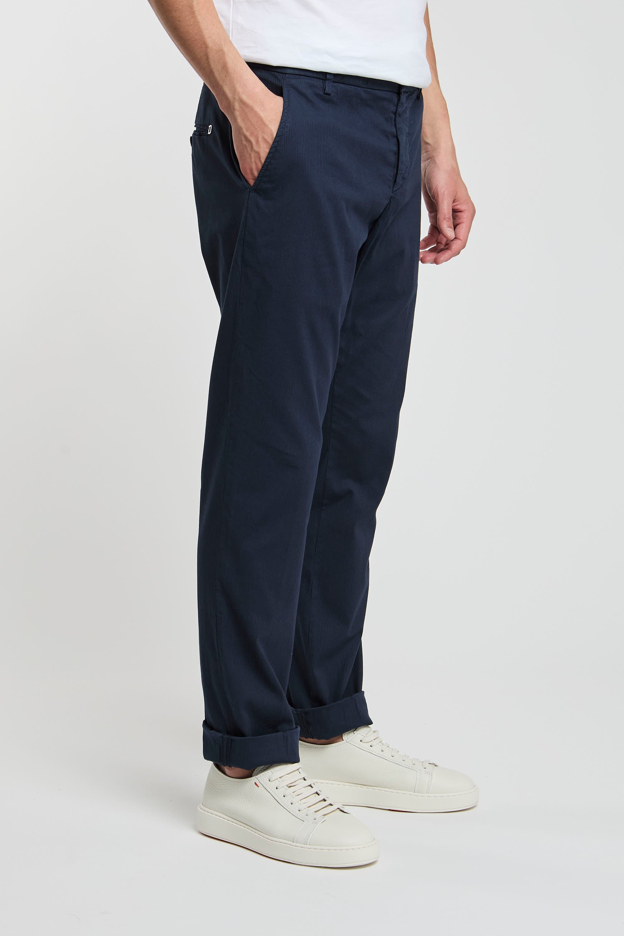 Dondup Gaubert Cotton/Elastane Blue Trousers-1