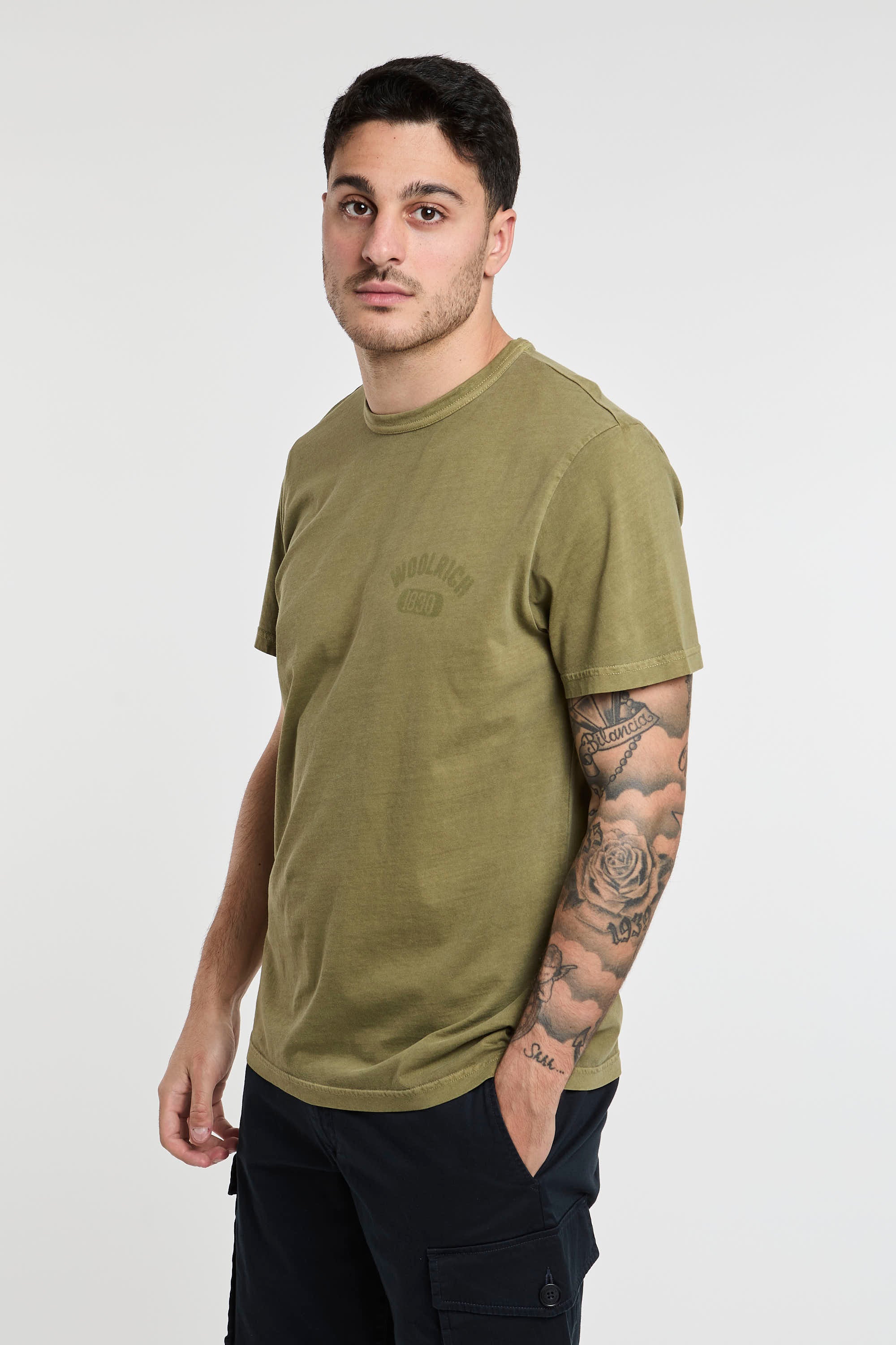 Woolrich T-Shirt Jersey aus reinem Baumwollgrün-3