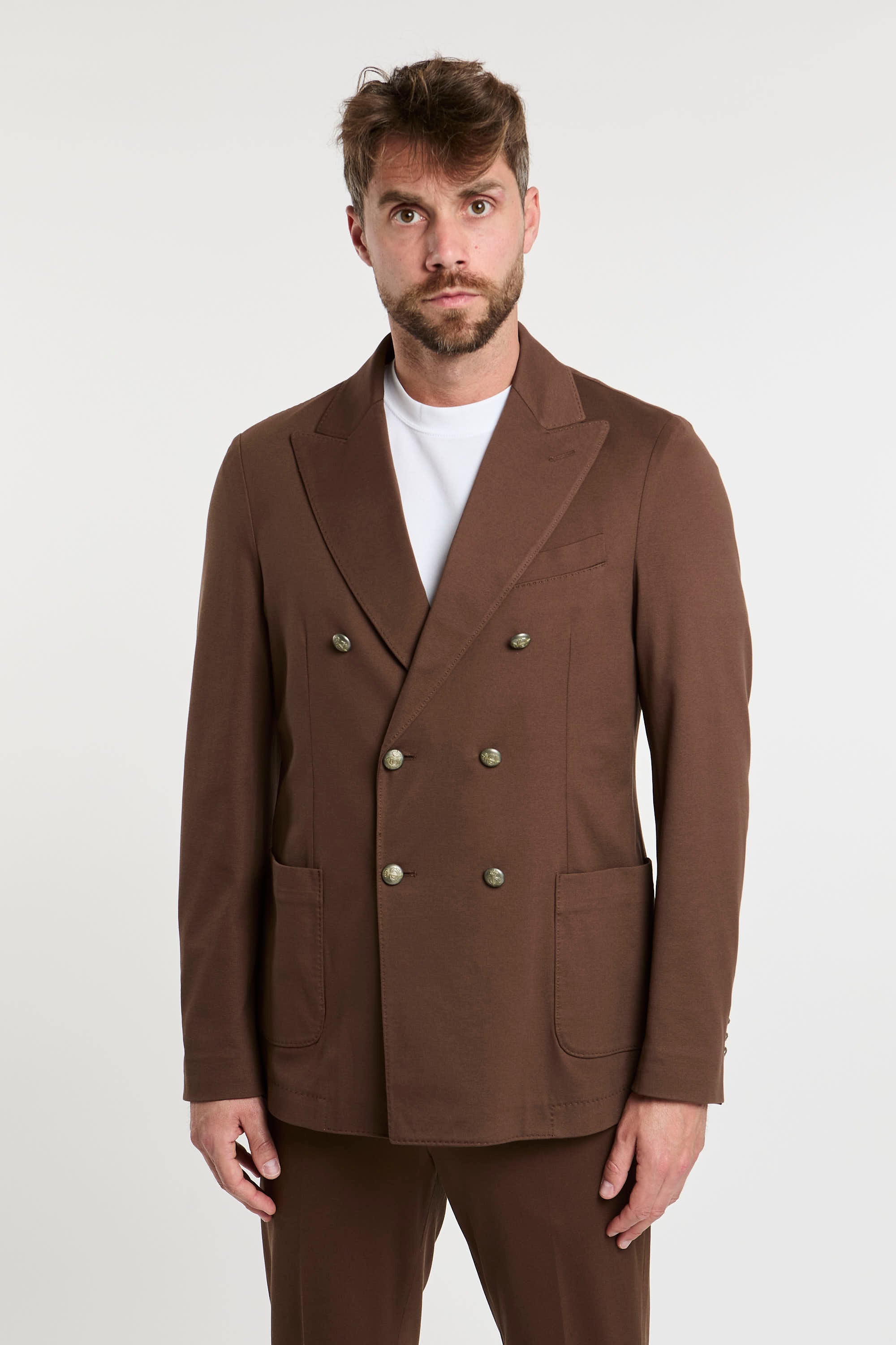 Circolo 1901 Double-breasted Brown Cotton Jacket-1
