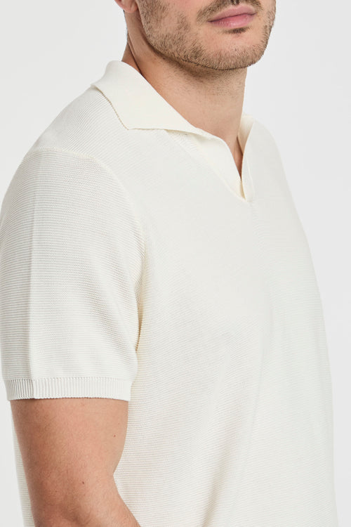 Drumohr Cotton Polo with White Piqué Stitching-2