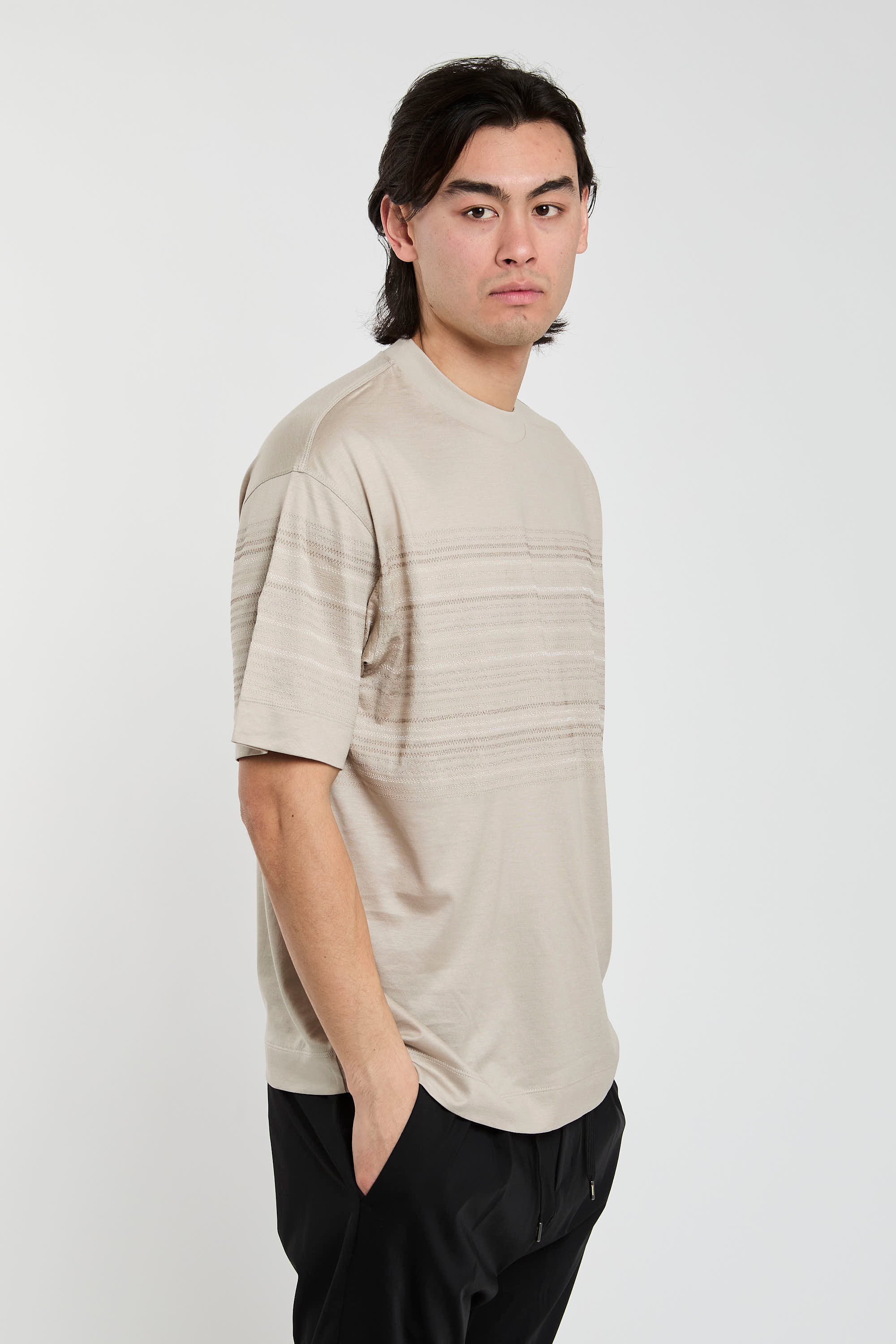 Emporio Armani T-Shirt Silber aus Baumwollmix und Lyocell-Jersey-5