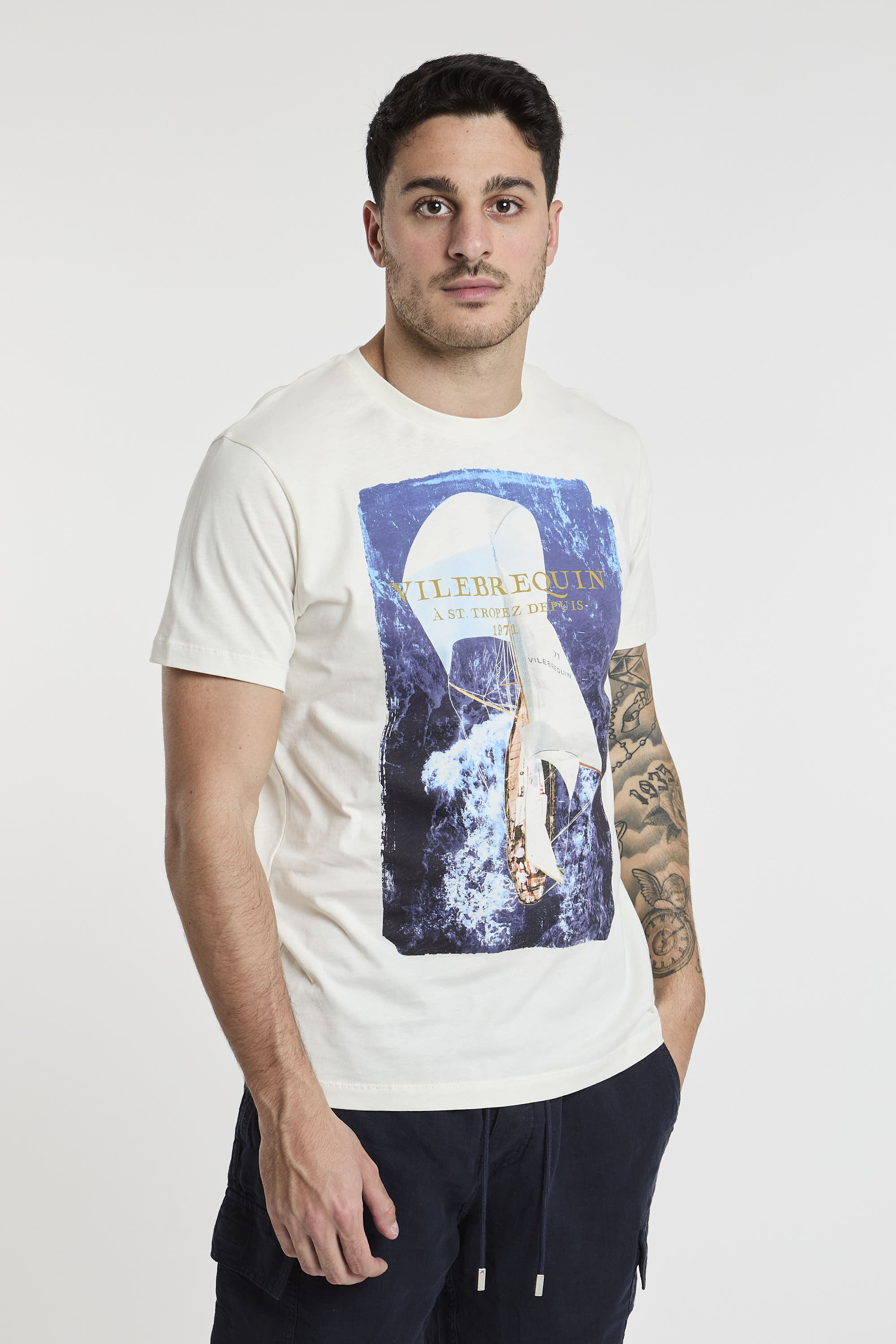 Vilebrequin Cotton T-Shirt with White Print-3