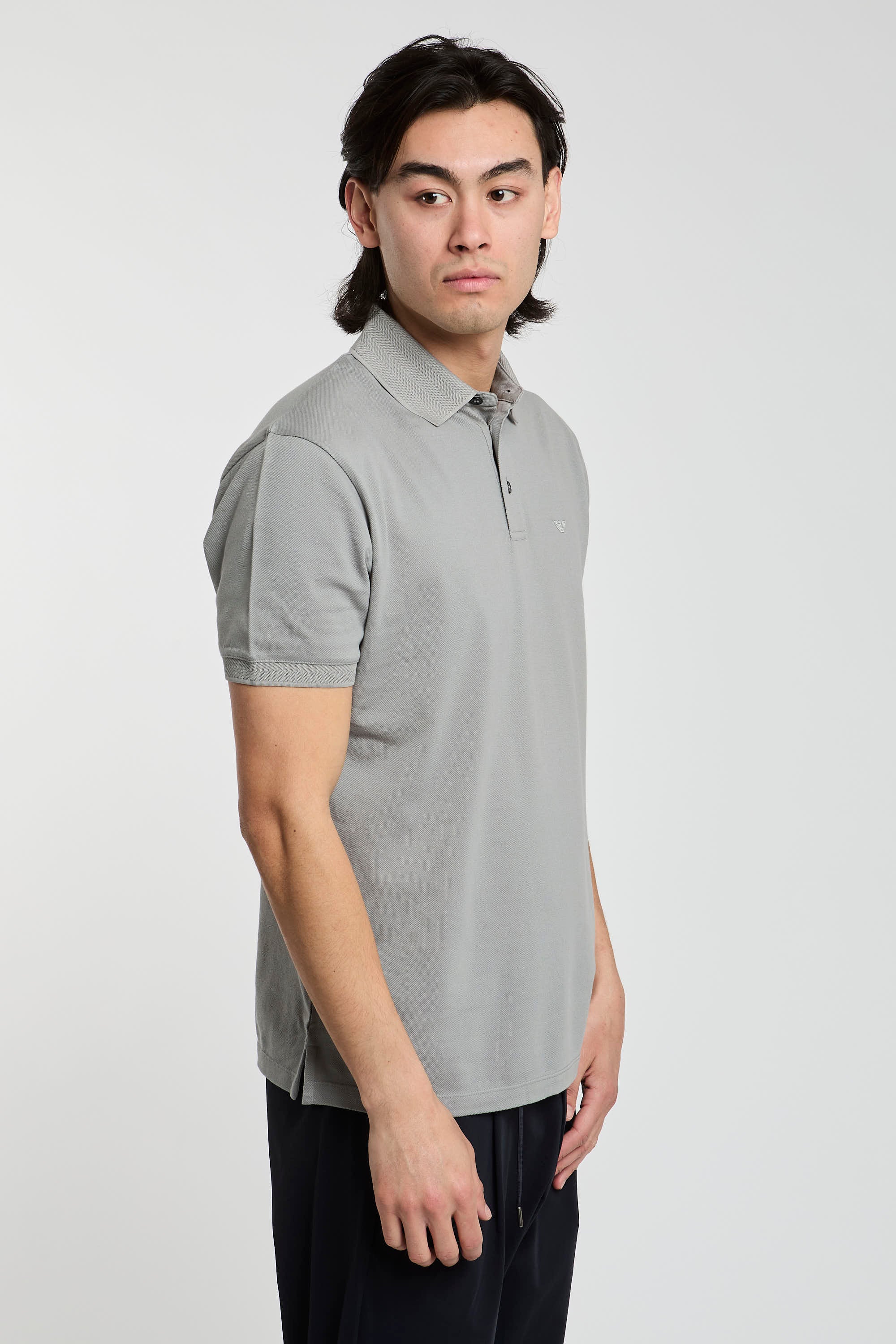 Emporio Armani Mercercized Grey Polo Shirt-4