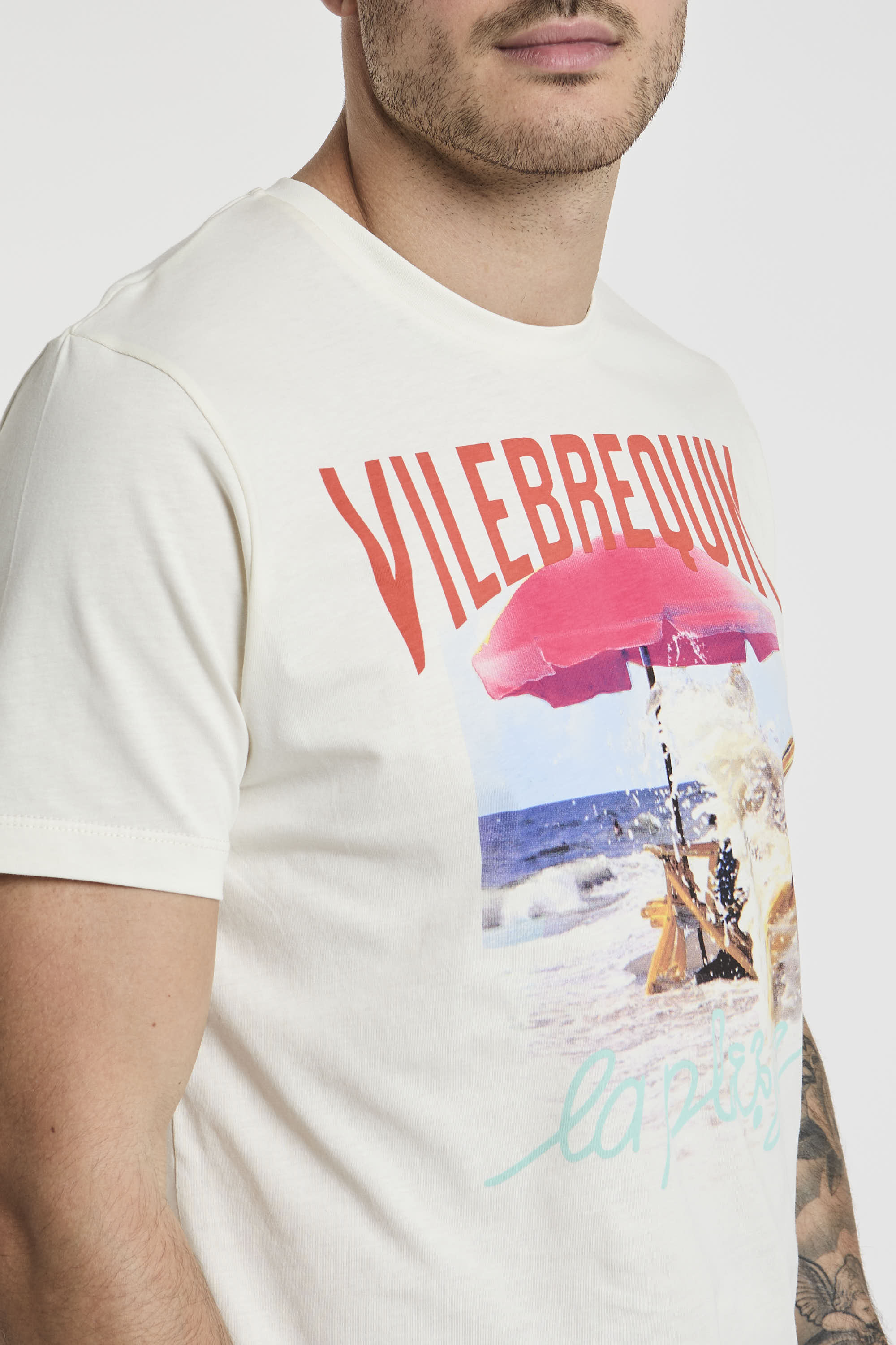Vilebrequin T-Shirt mit Aufdruck Weißer Baumwolle-3