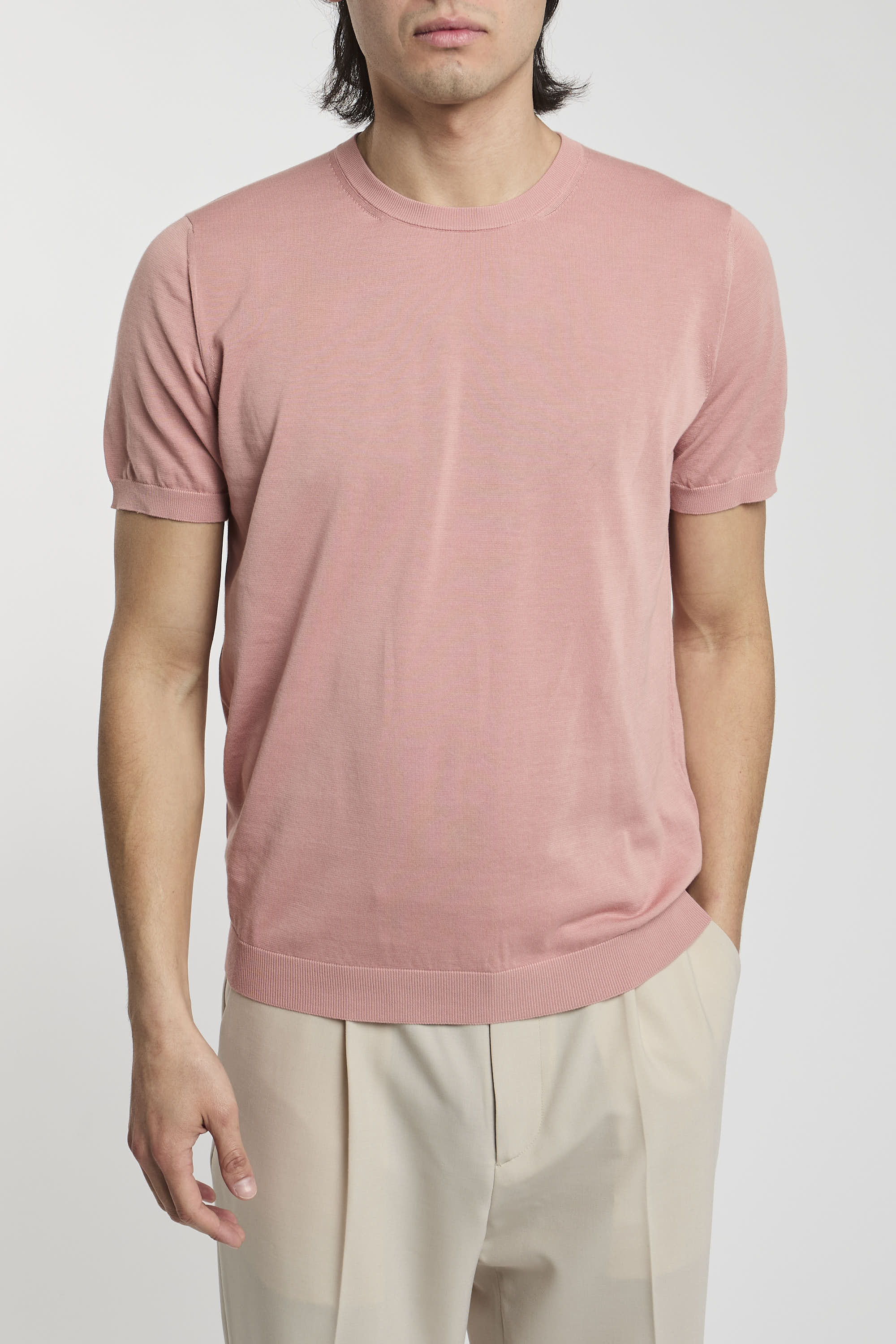 Drumohr Cotton T-Shirt in Pink-4