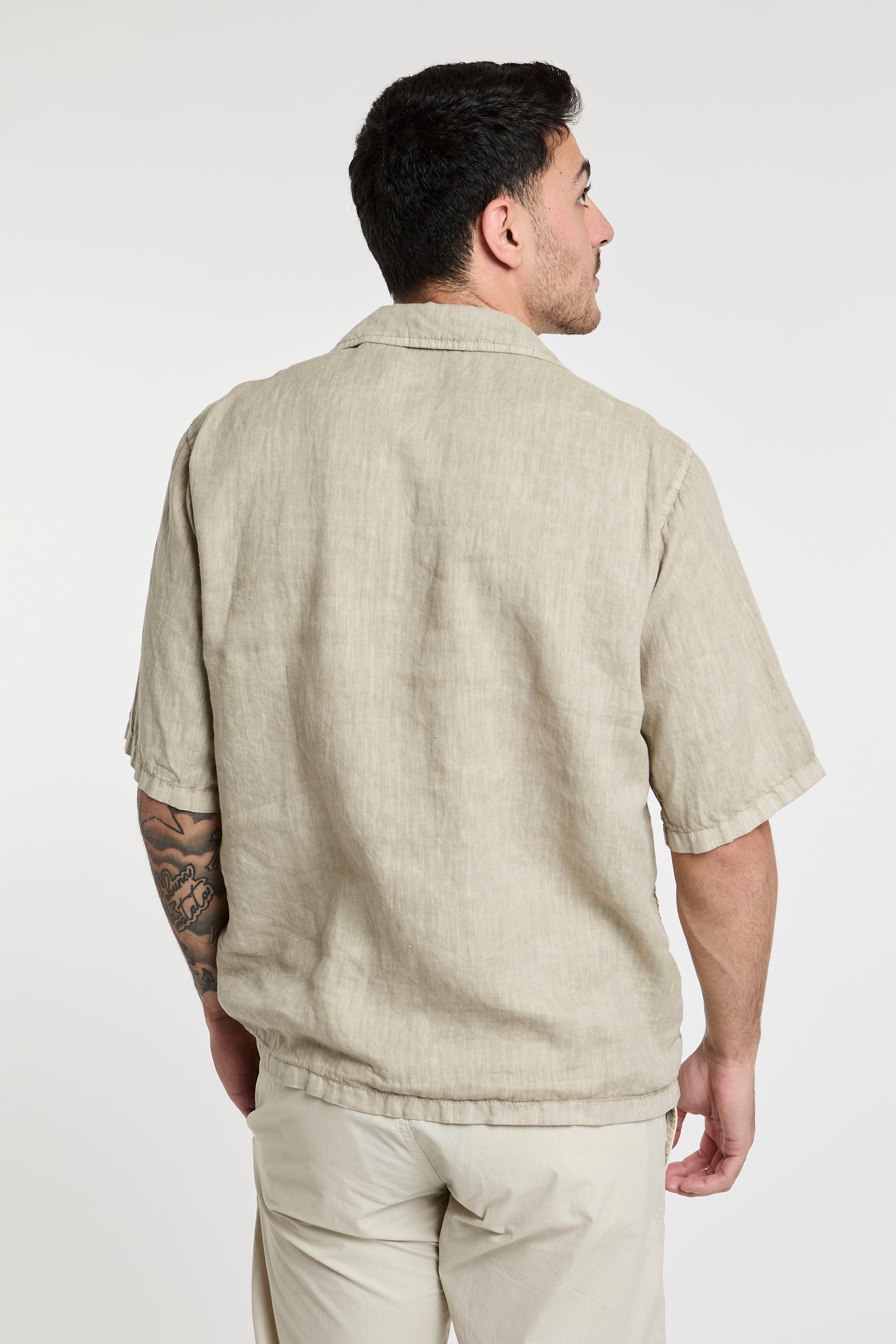 Aspesi Bowling Shirt in Linen Sand-5