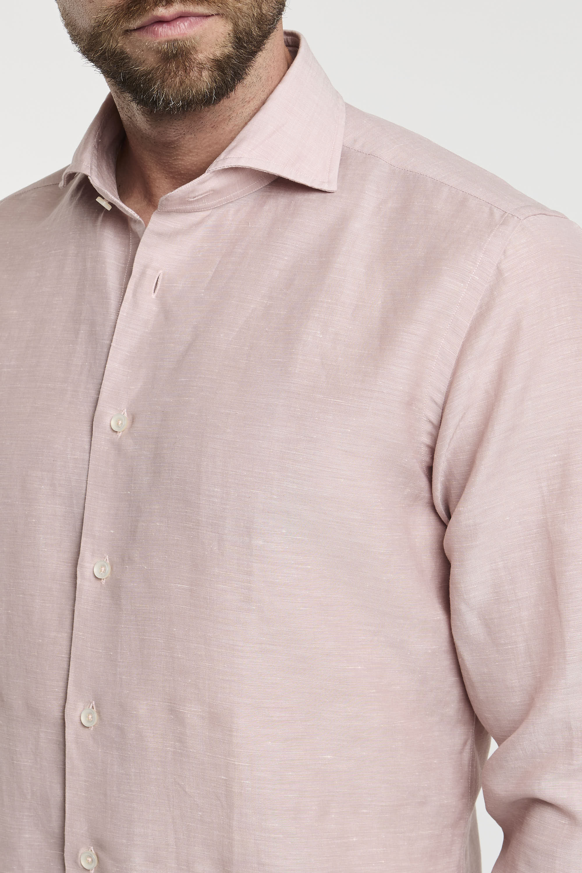 Xacus Wool and Linen Blend Pink Shirt-6