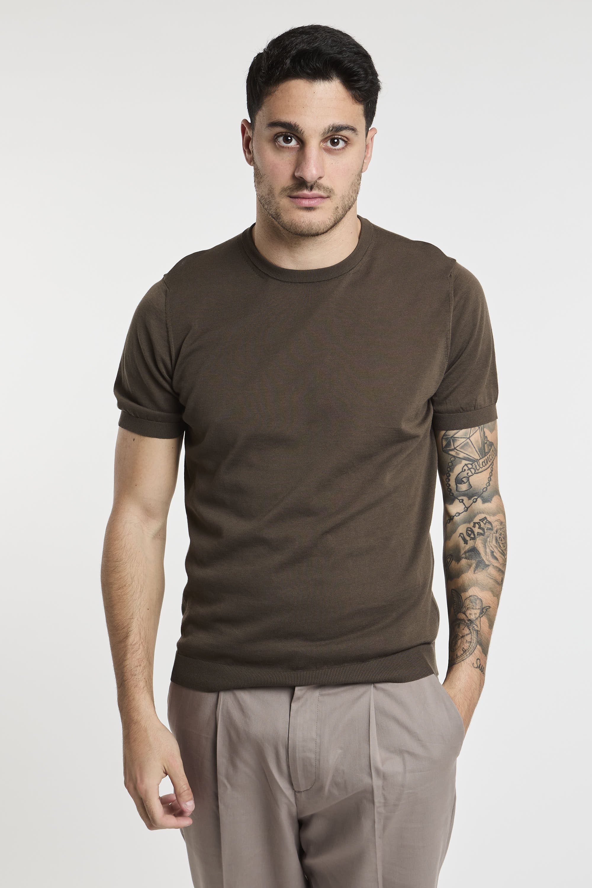 Drumohr Cotton T-shirt Brown-1