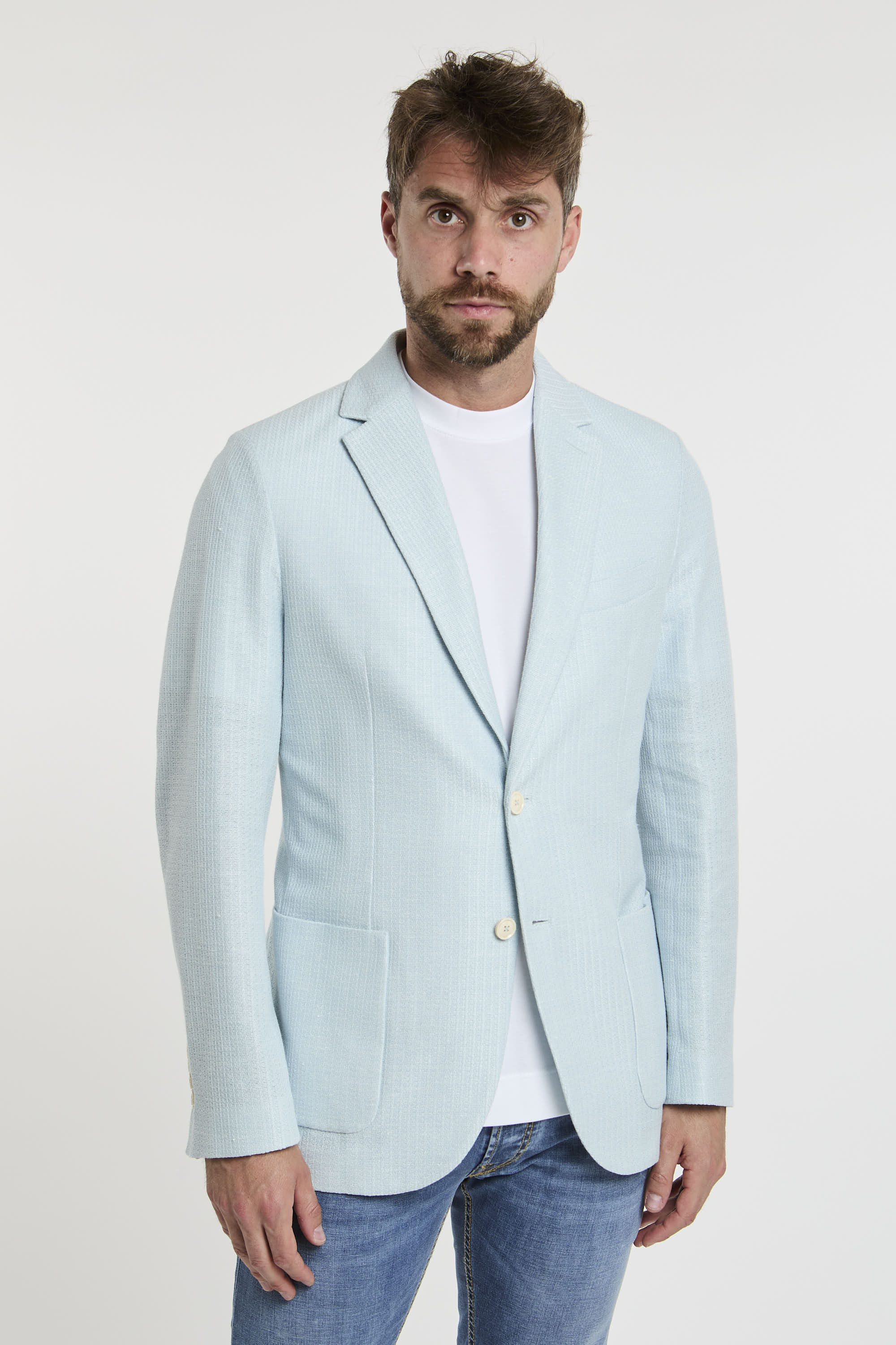 Circolo 1901 Cotton and Linen Blend Jacket Blue-1