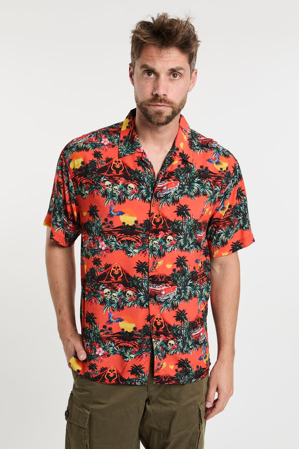 Mauna Kea Hawaiian Print Viscose Shirt Orange - 2