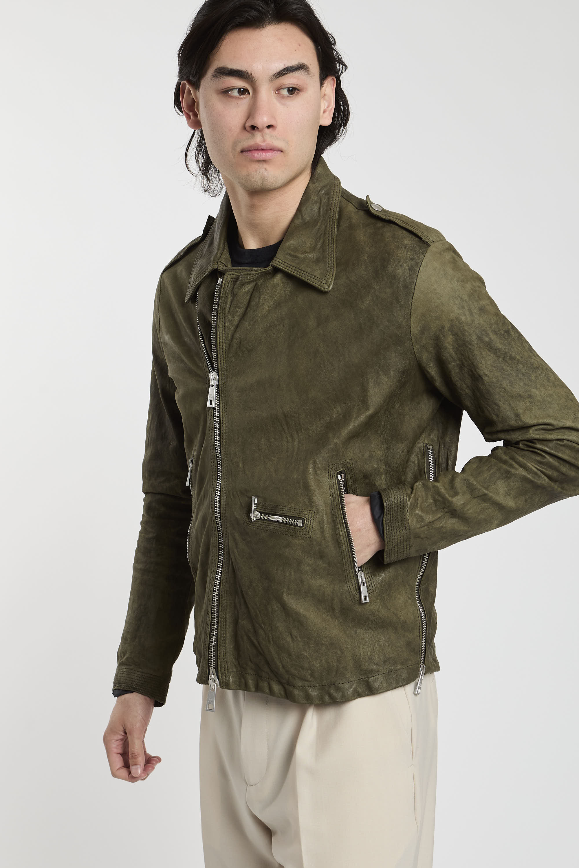Giorgio Brato Green Leather Jacket-7