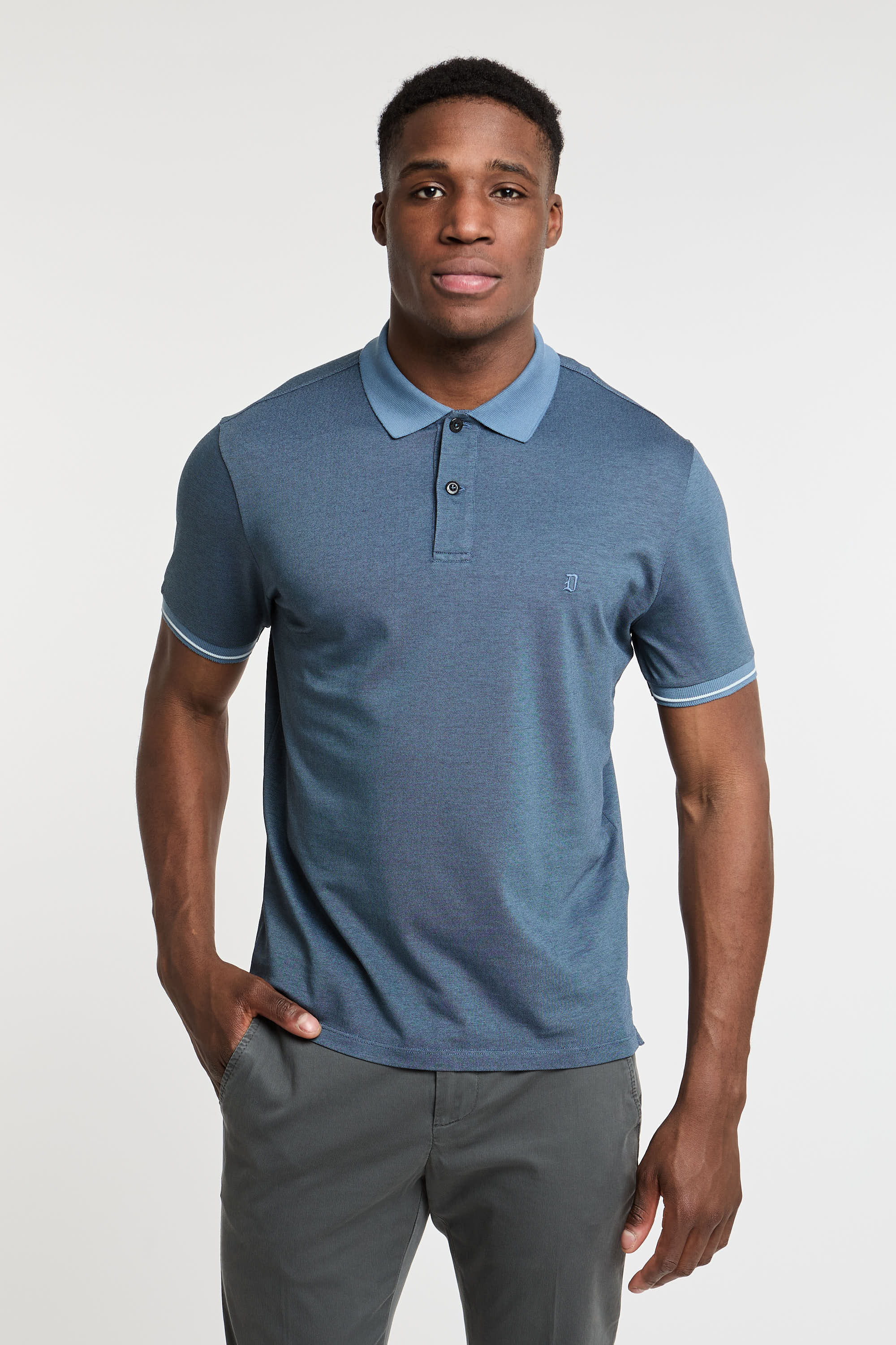 Dondup Poloshirt aus Baumwolle/Polyamid in Blau-6