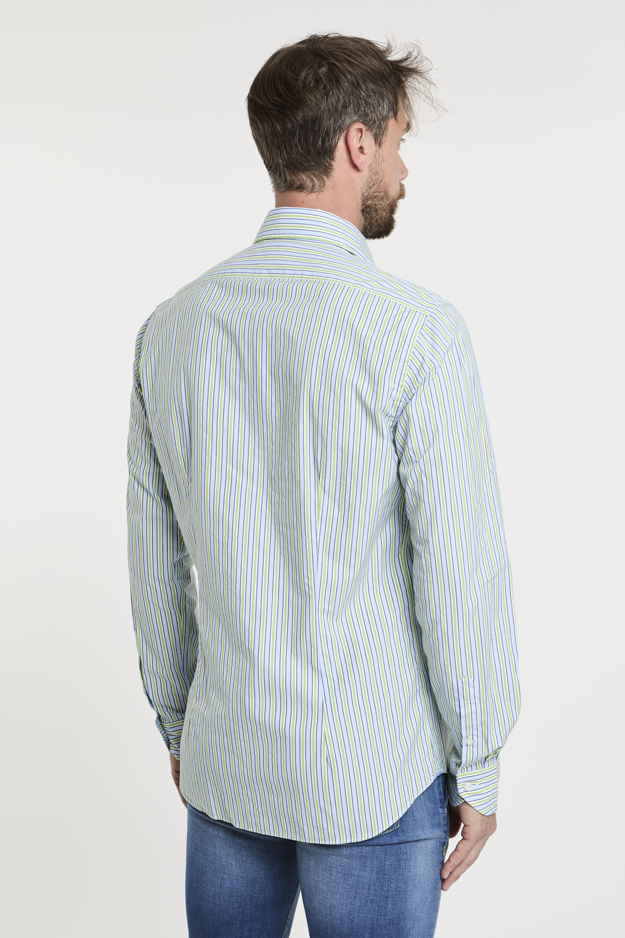Xacus Blue Striped Cotton Shirt-5